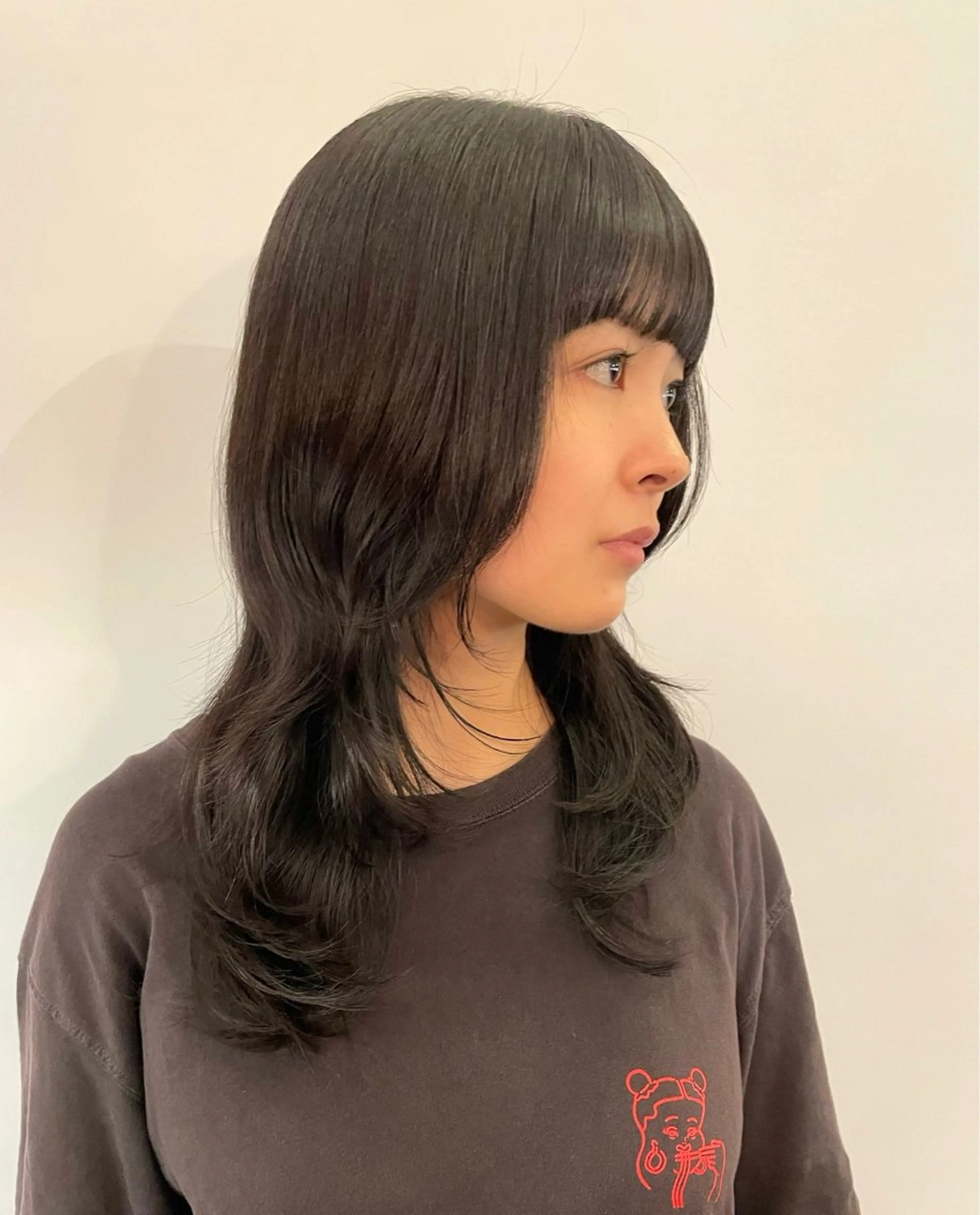 セミロング レイヤーカット TIECHEL所属・韓国ナチュラル・ ベージュ/落合夏希のヘアスタイル