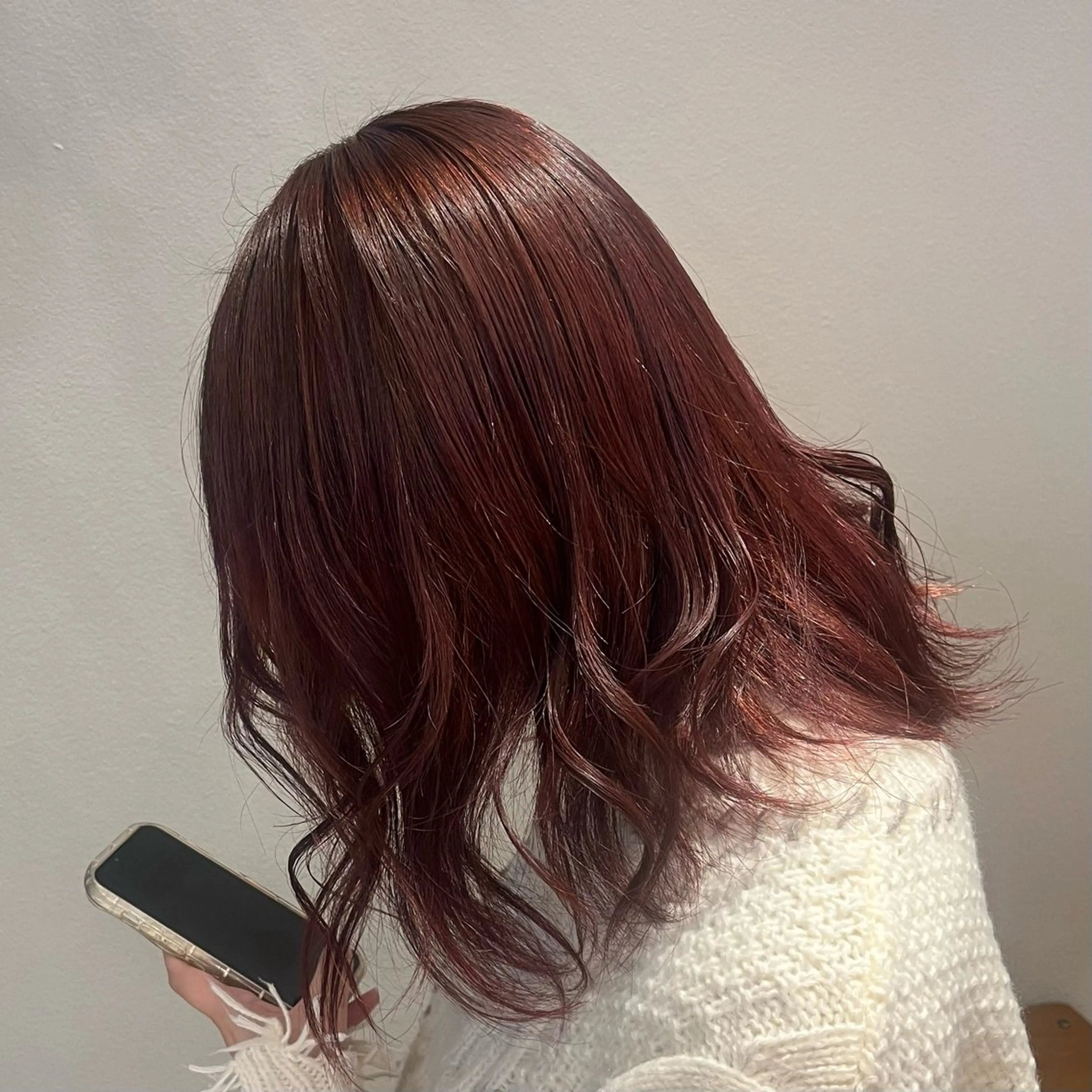 ミディアム カラー ブリーチ ブリーチなしカラー ピンクカラー ヘアカラー ヘアメ/アレンジ/暖 色/顔周り/あつはのヘアスタイル