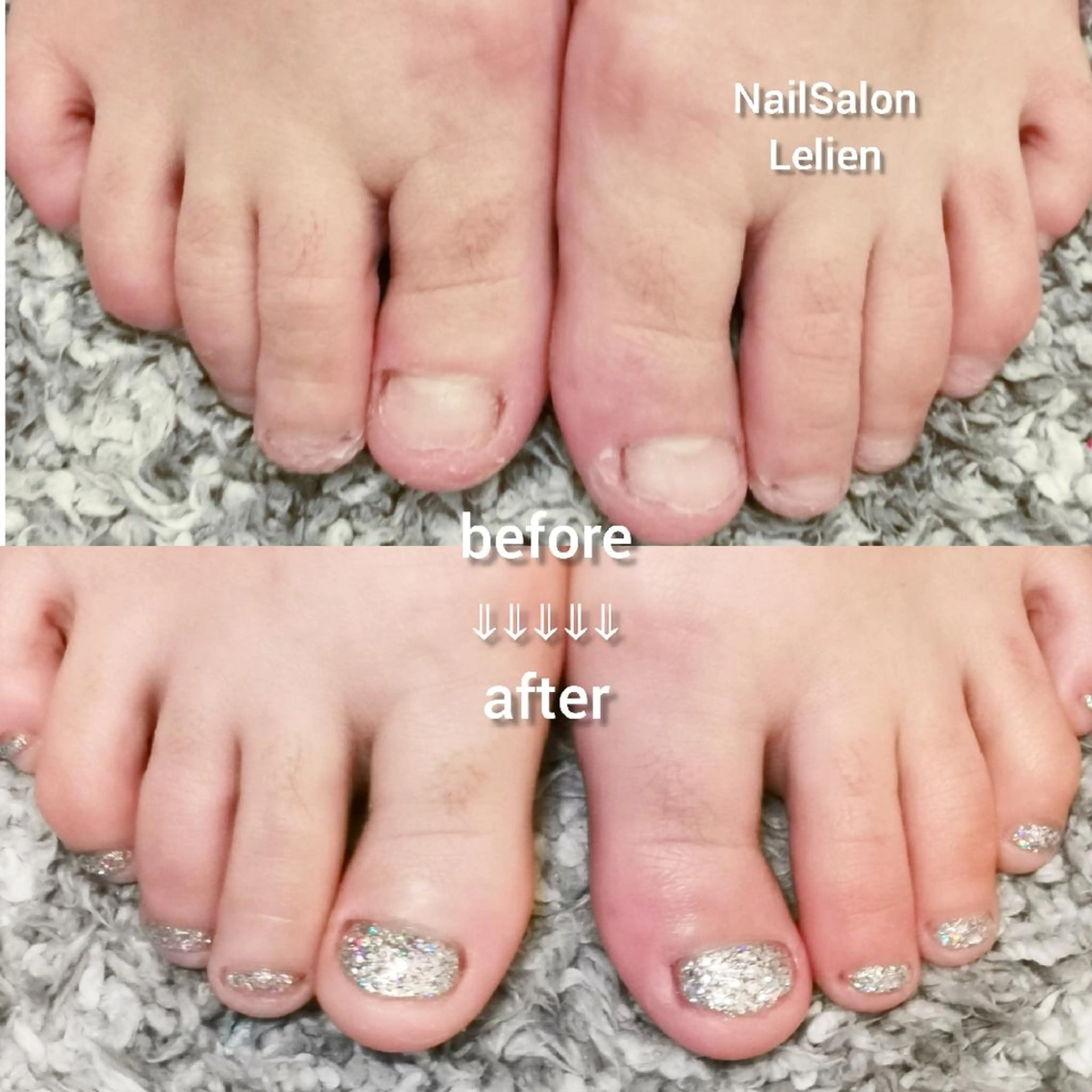 ネイル オーロラネイル シルバー フットネイル 人気エリア💖完全個室【ルリエ】所属・ネイルサロン Lelienルリエのネイルデザイン