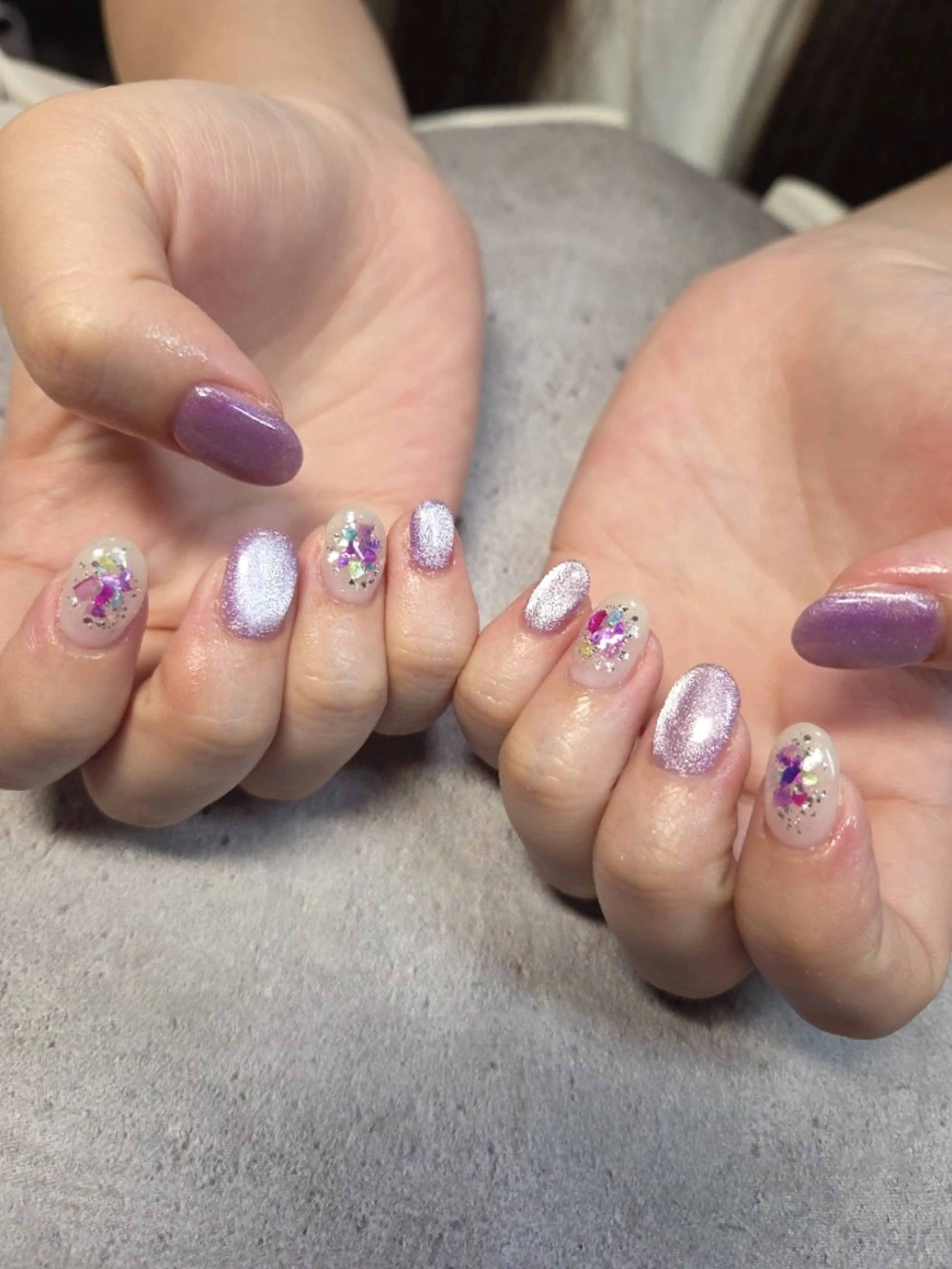 ネイル ジェルネイル ホログラムネイル キラキラネイル マグネットネイル パラジェル ハンドネイル flure de neige yukiのネイルデザイン