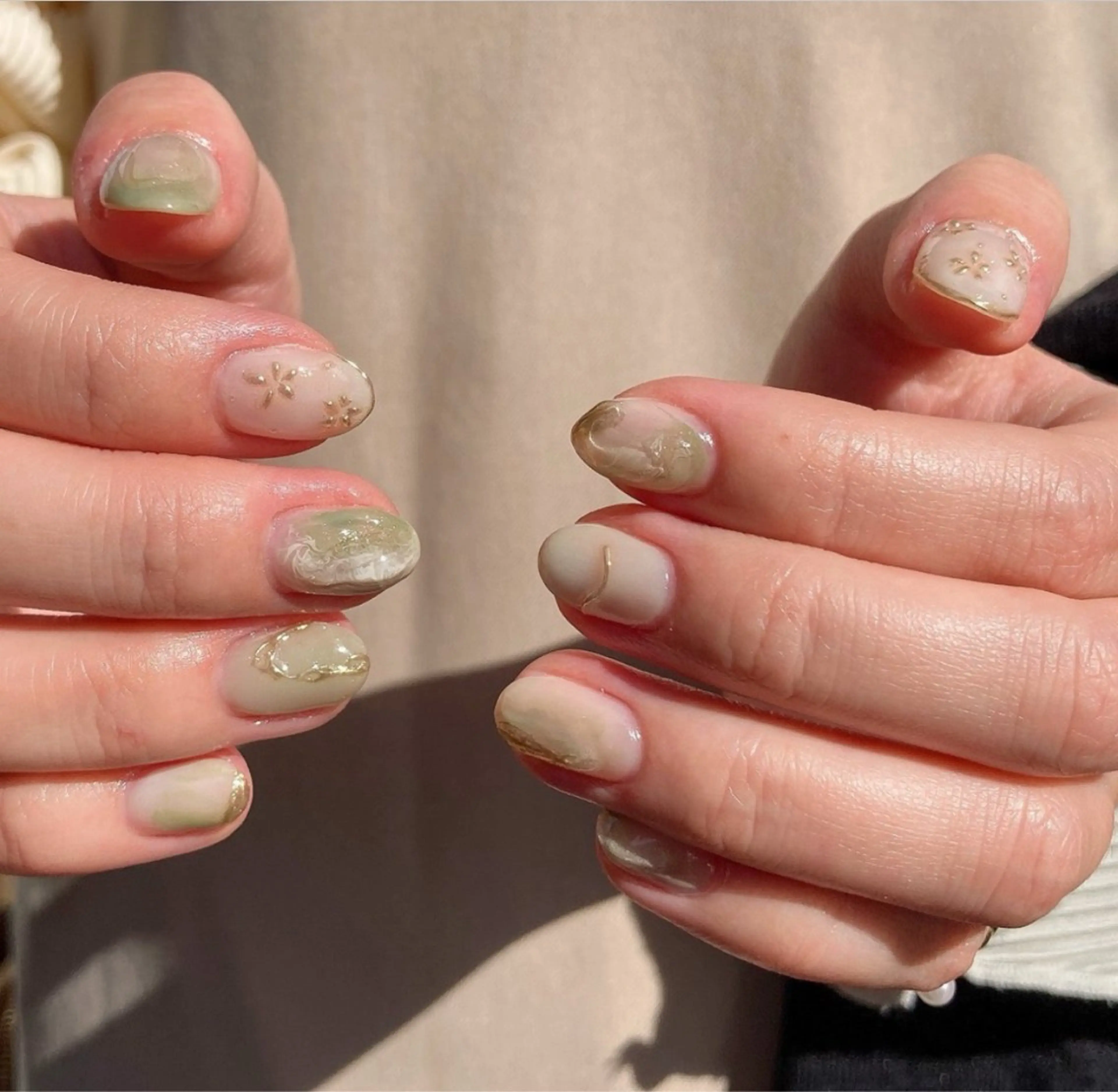 ネイル ミラーネイル 春ネイル ハンドネイル tamu nail 　金町のネイルデザイン