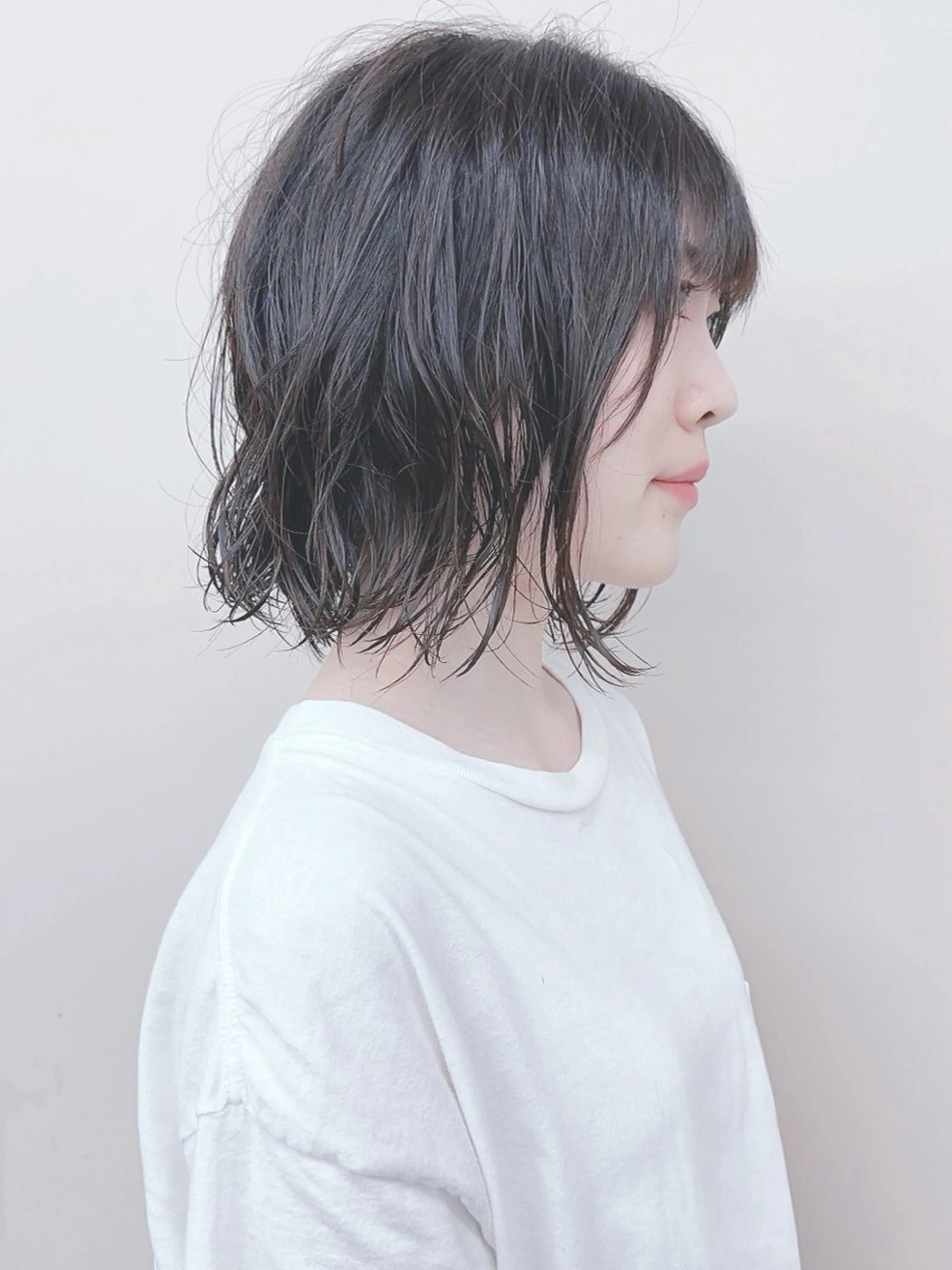 ミディアム パーマ カット トリートメント ヘッドスパ パーマボブ/丸みボブ /くせ毛/とういのヘアスタイル