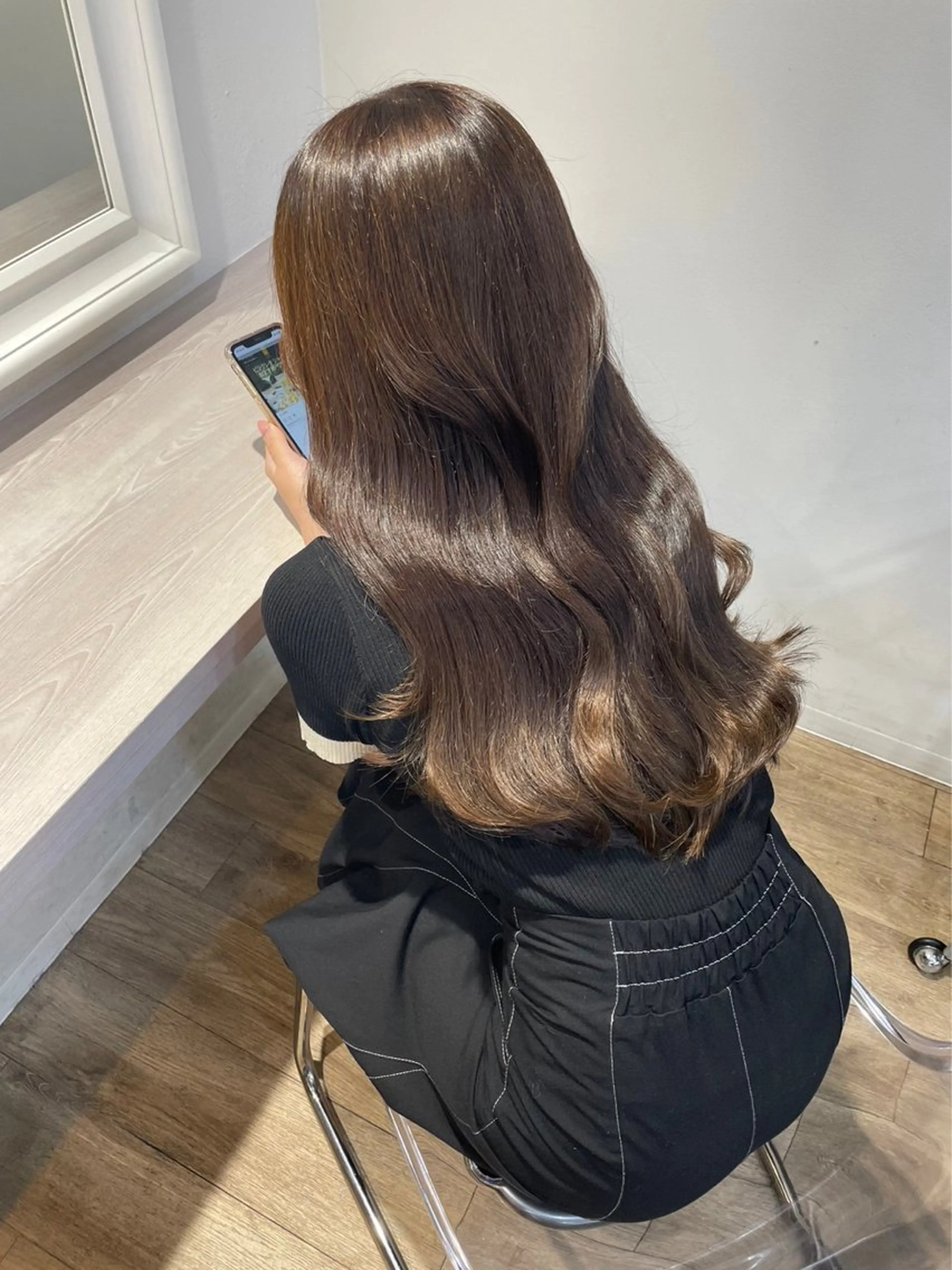 ロング カラー ブリーチ ブラウンカラー マロンブラウン ブリーチなしカラー ヘアカラー ブリーチなしベージュ 特化 松村 茶屋町のヘアスタイル