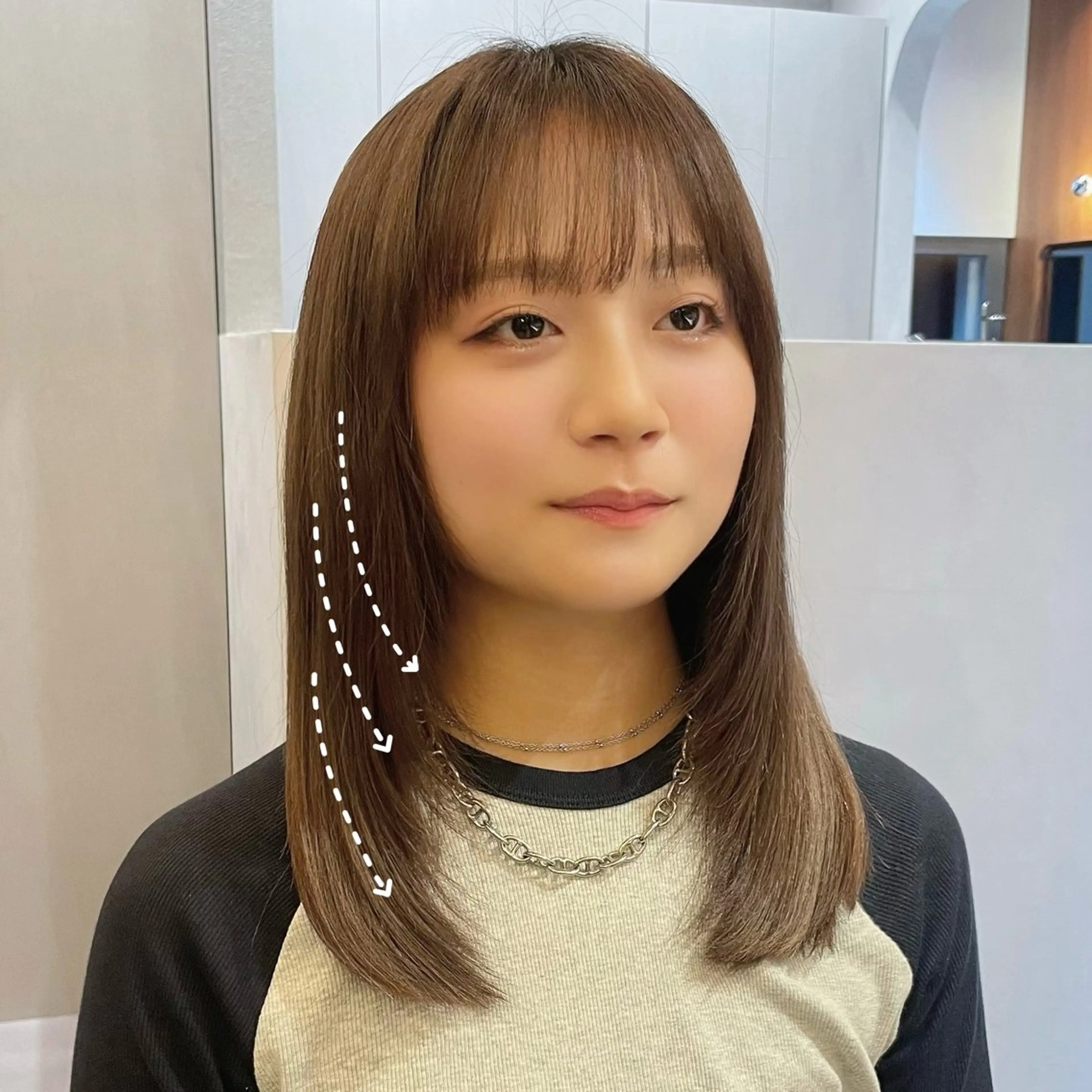 ミディアム カラー ミディアムレイヤー 顔周りカット レイヤーカット トリートメント カット ヘアカラー トリートメント ボブ/縮毛矯正/ 韓国♡Natsukiのヘアスタイル