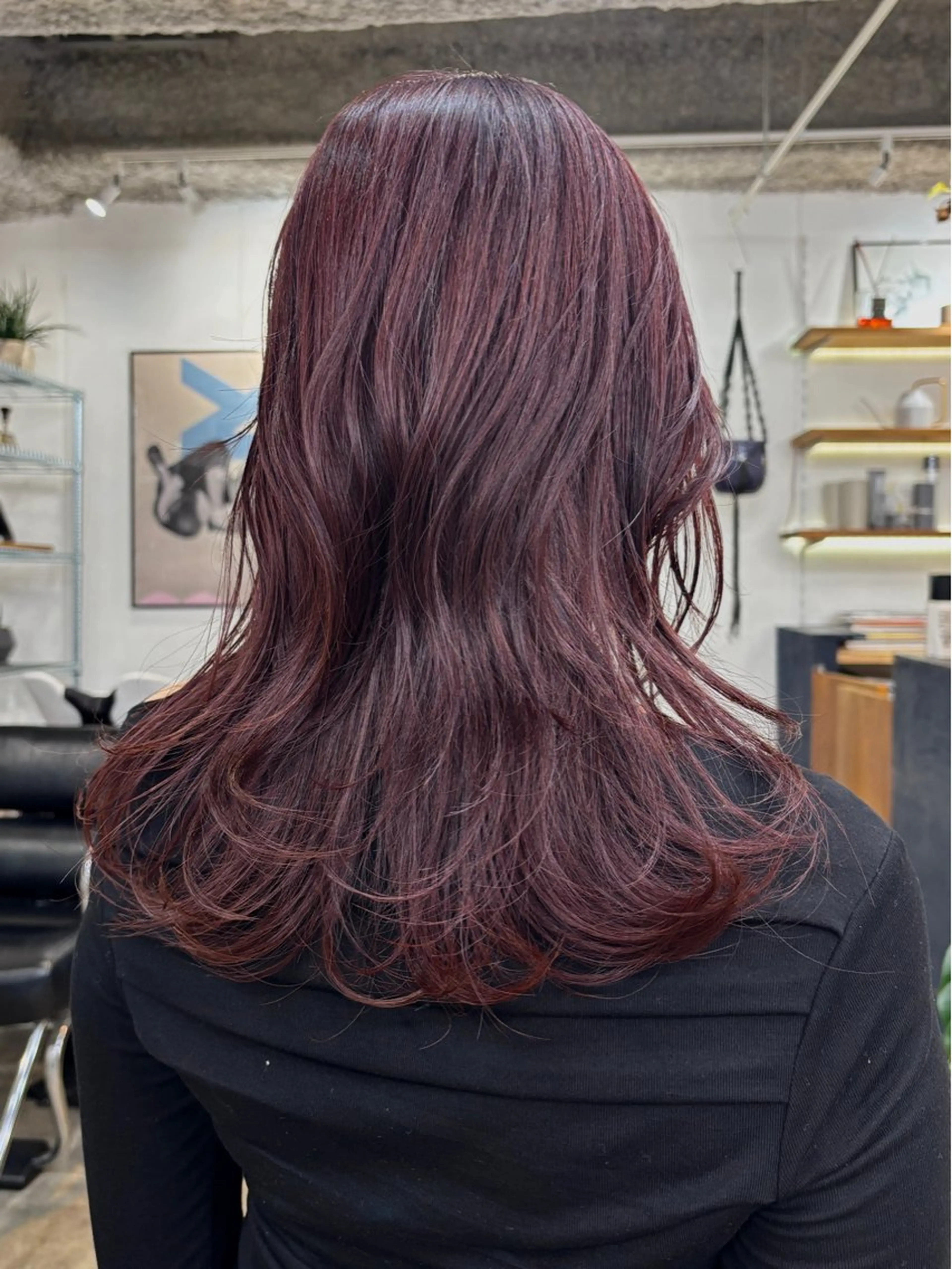 セミロング カラー ベージュカラー ブリーチ ボルドーカラー ブラウンカラー カシス ヘアカラー トリートメント 暖色カラー/天神/ ヘイマサクラのヘアスタイル