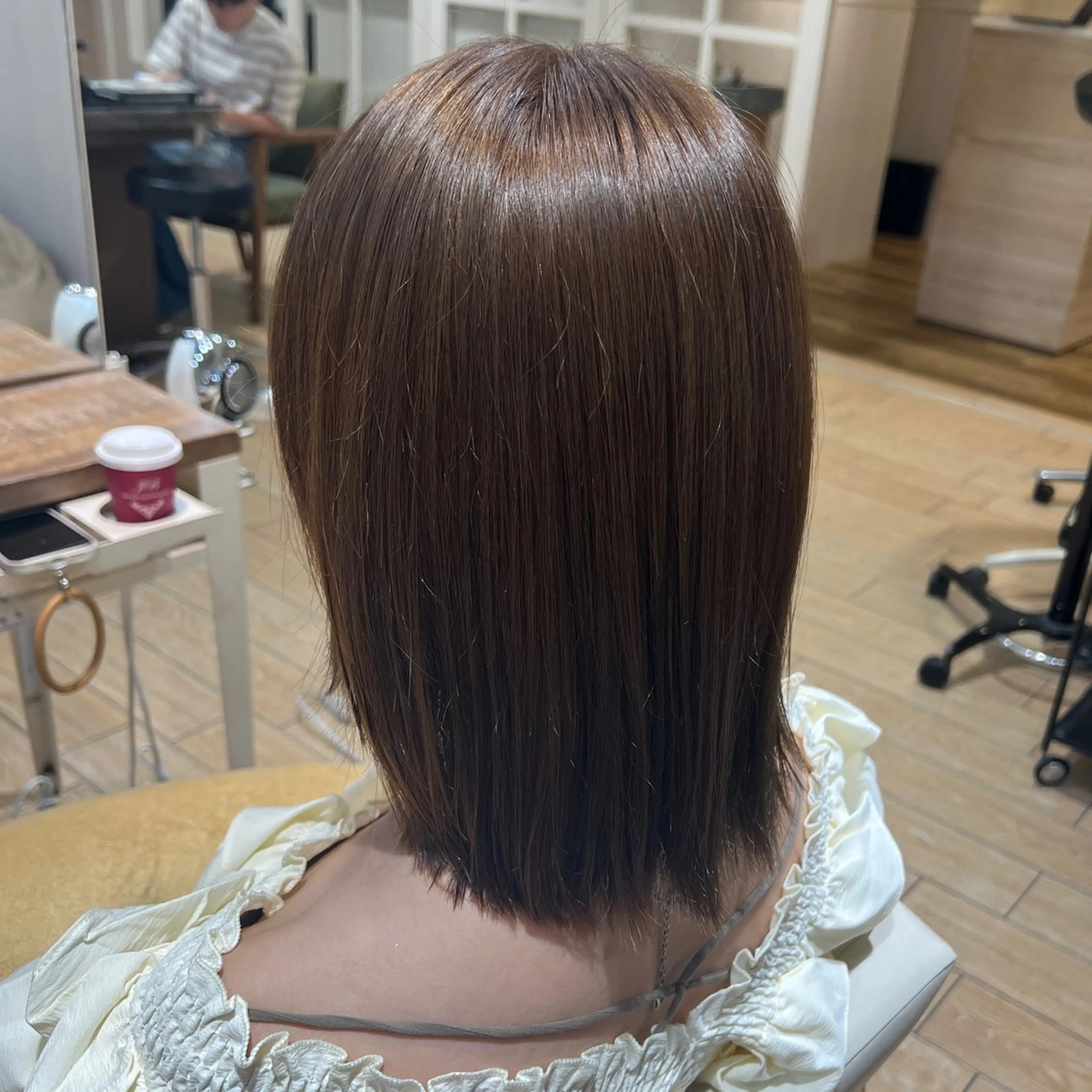 トーンアップカラー＋ダメージケアトリートメント🤎✨️【ダメージ抑えて明るい髪色にしたい方！】(シャンプー&ブロー込み)の写真