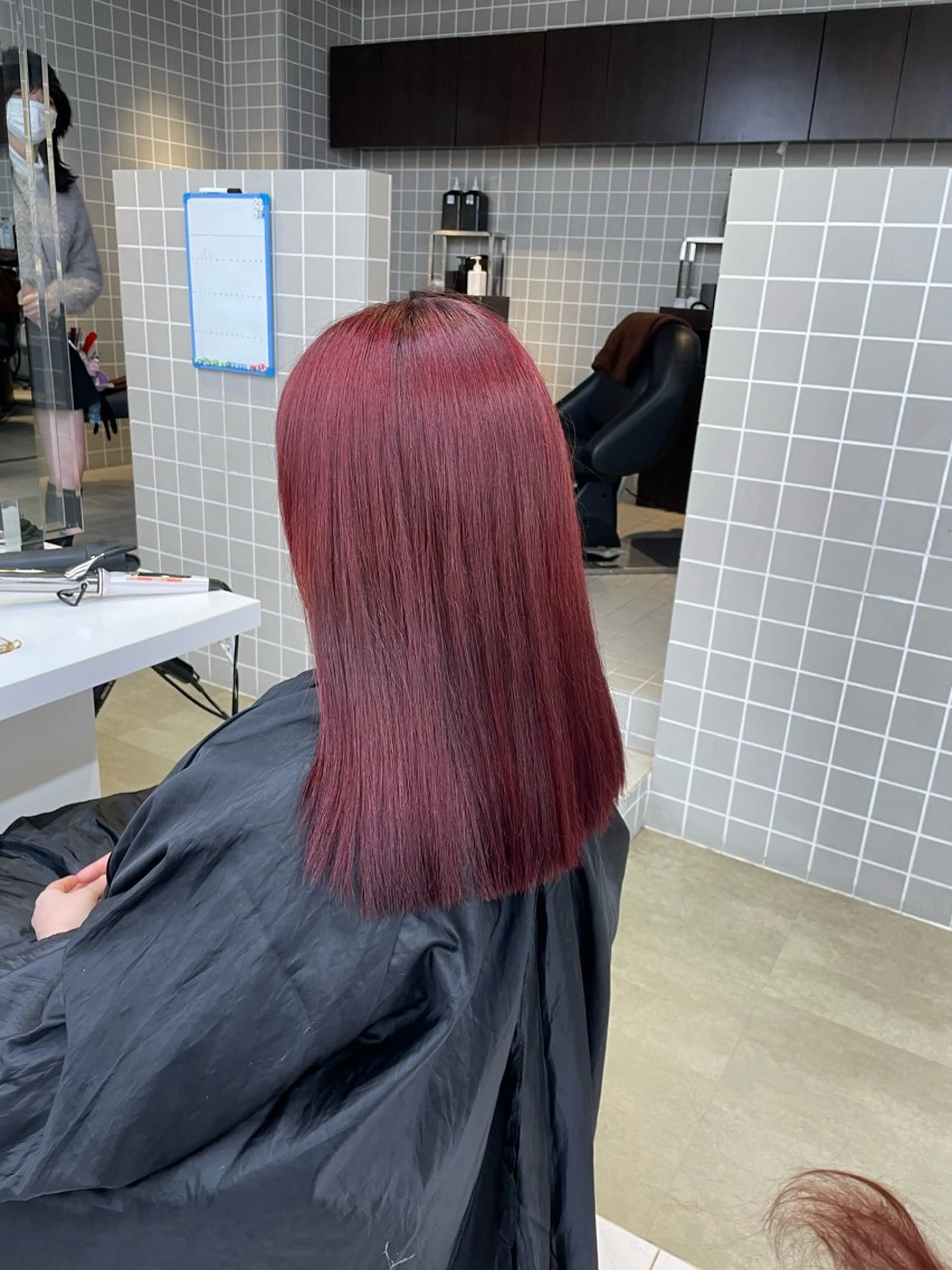 セミロング カラー ヘアアレンジ ヘアカラー トリートメント ヘッドスパ 💗暖色特化ピンク/ 赤髪💗HARUNAのヘアスタイル
