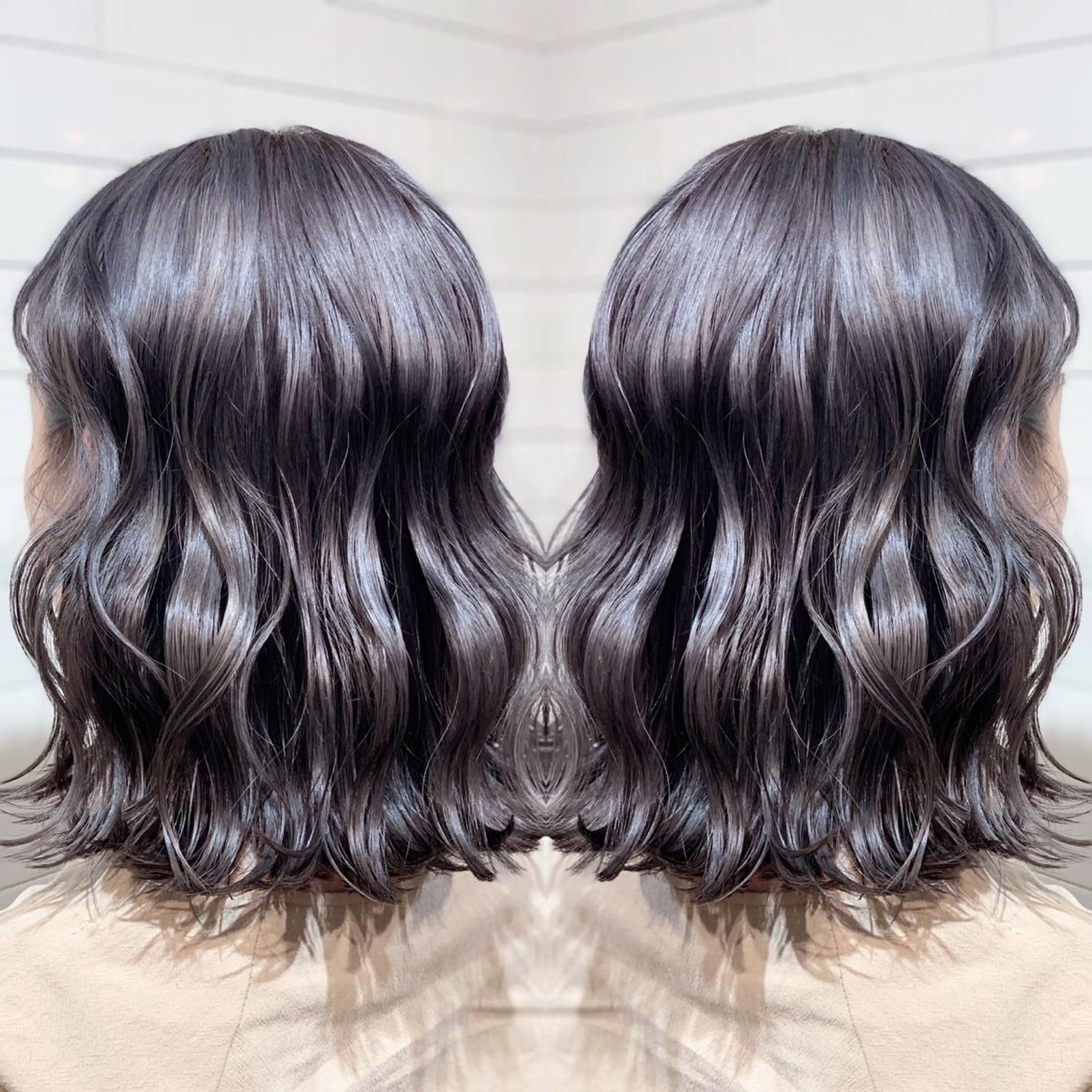 ミディアム カラー ヘアアレンジ 髪質改善×ハイトーン 中田啄也のヘアスタイル