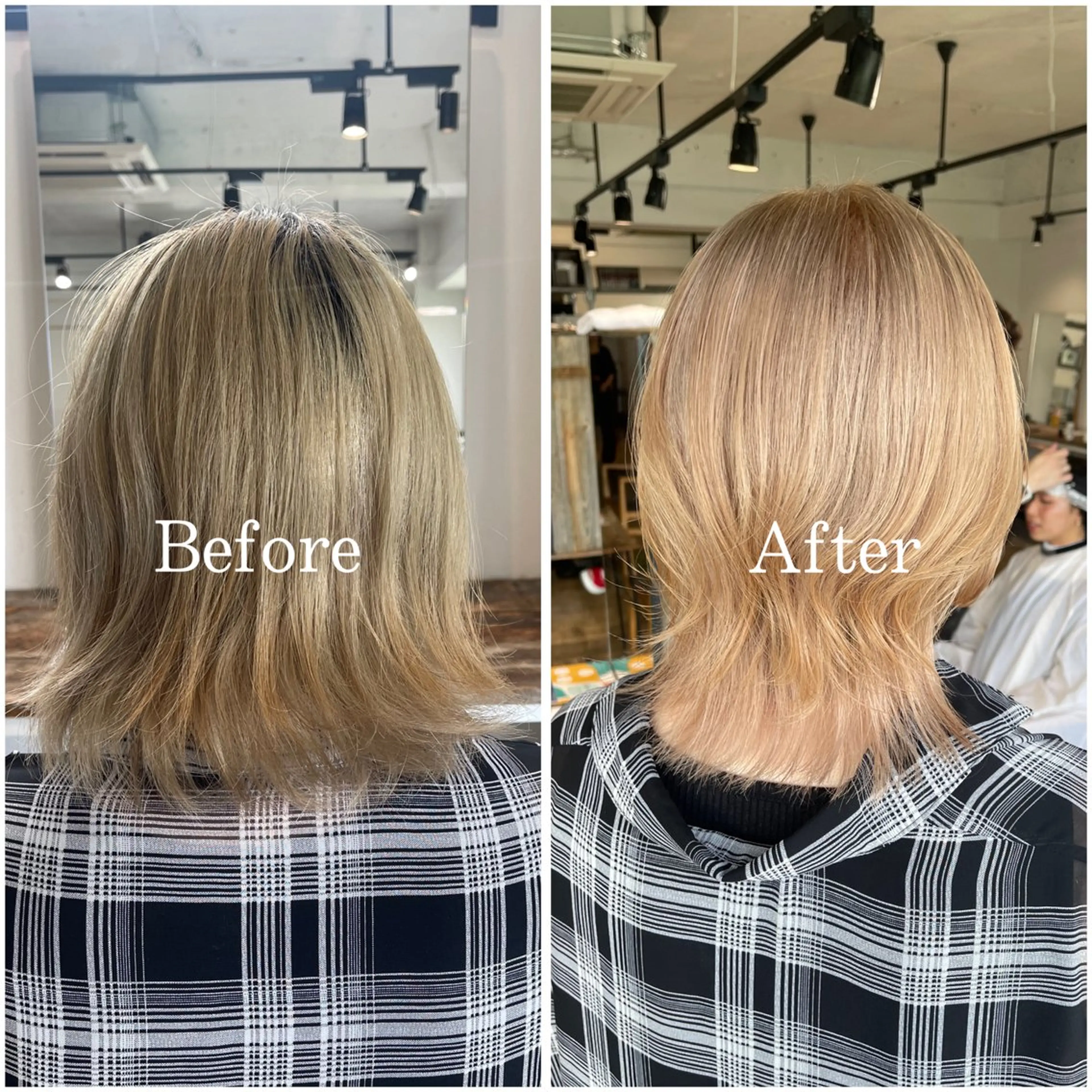 セミロング カラー ブリーチ デザインカラー ハイトーンカラー ムラ修正/ ハイトーン💖Riaのヘアスタイル