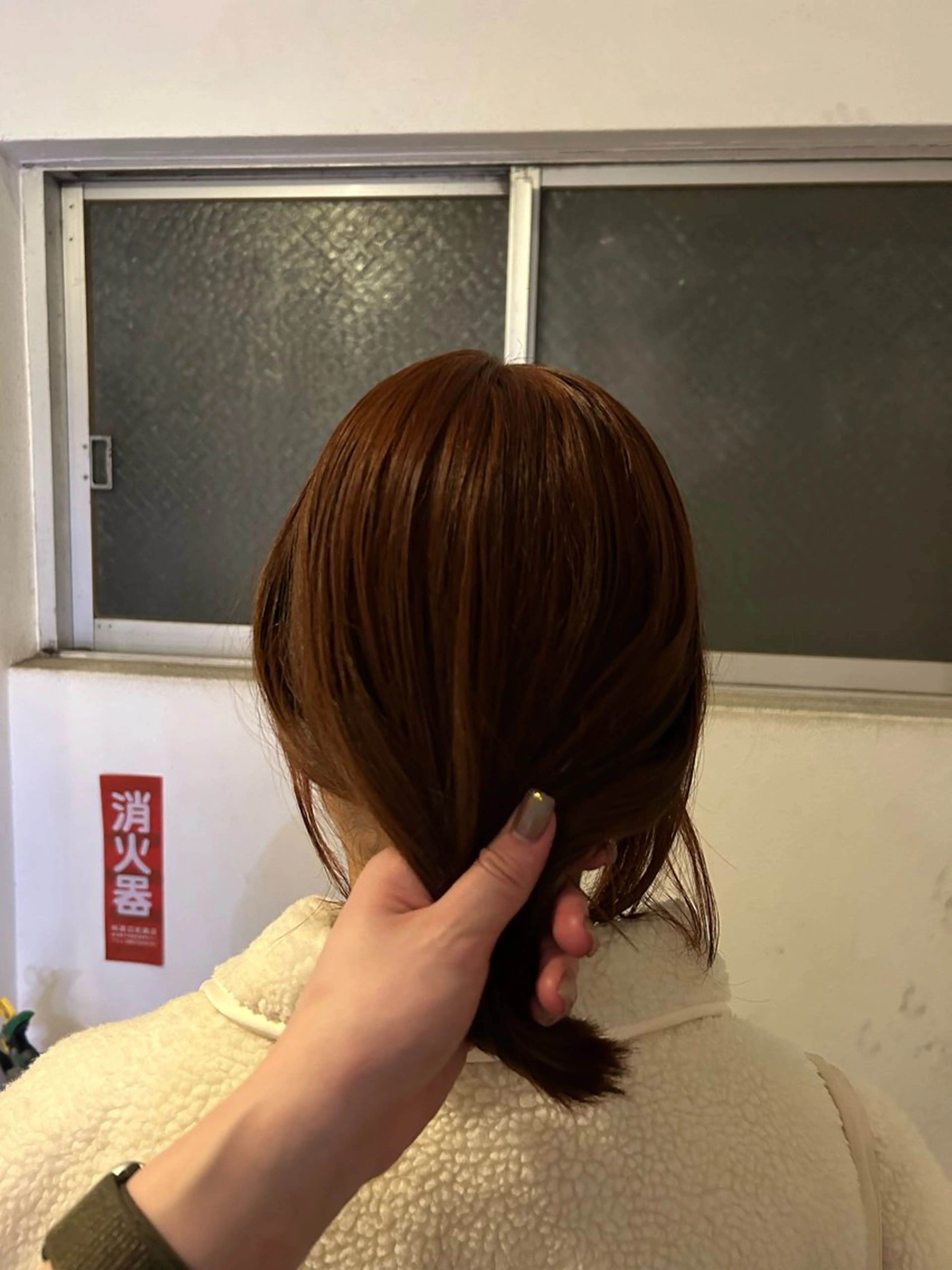 セミロング カラー オレンジ 髪質改善 トリートメント 愛結 暖色カラー🎀🩰のヘアスタイル