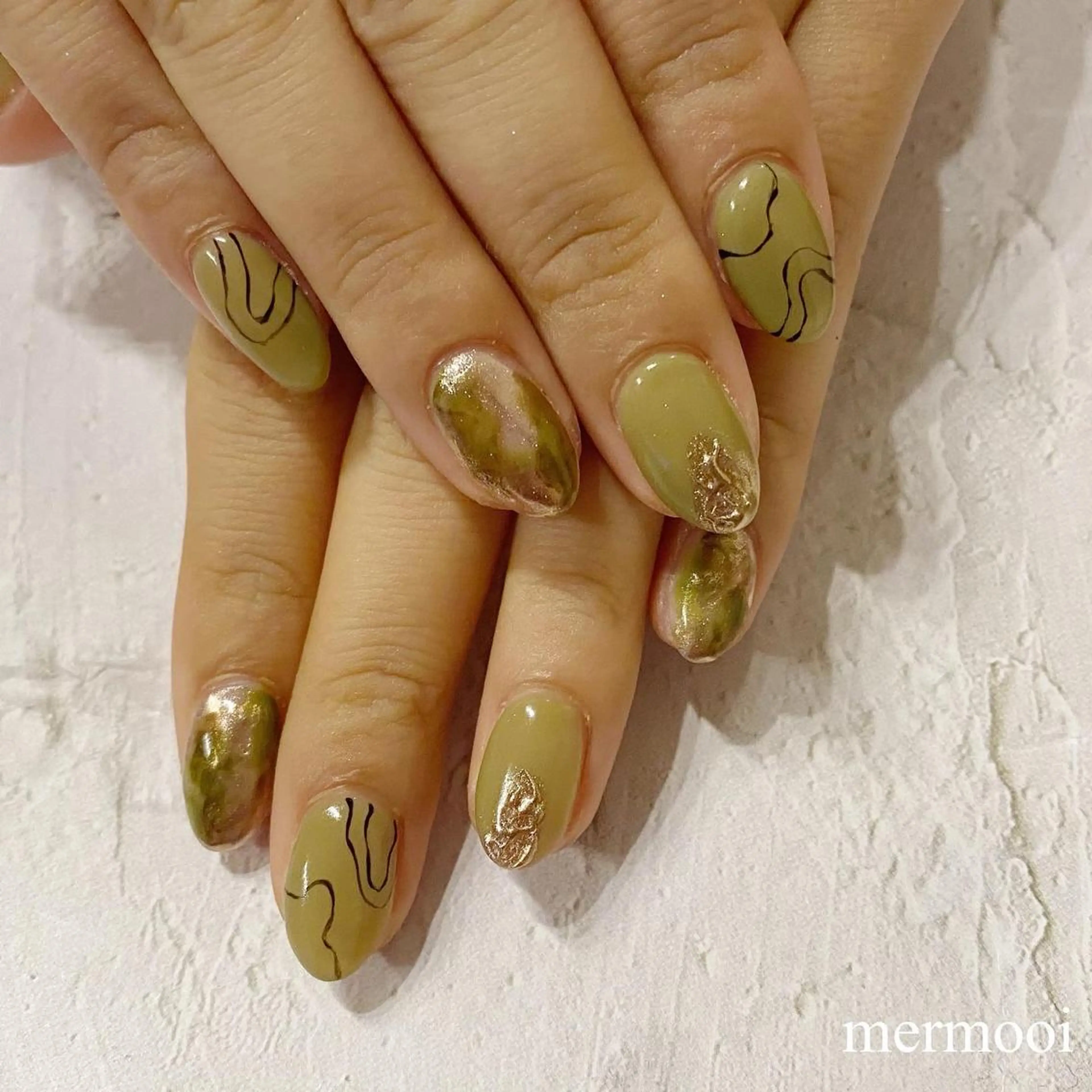 ネイル 韓国ネイル ミラーネイル ニュアンスネイル ハンドネイル mermooi nailのネイルデザイン