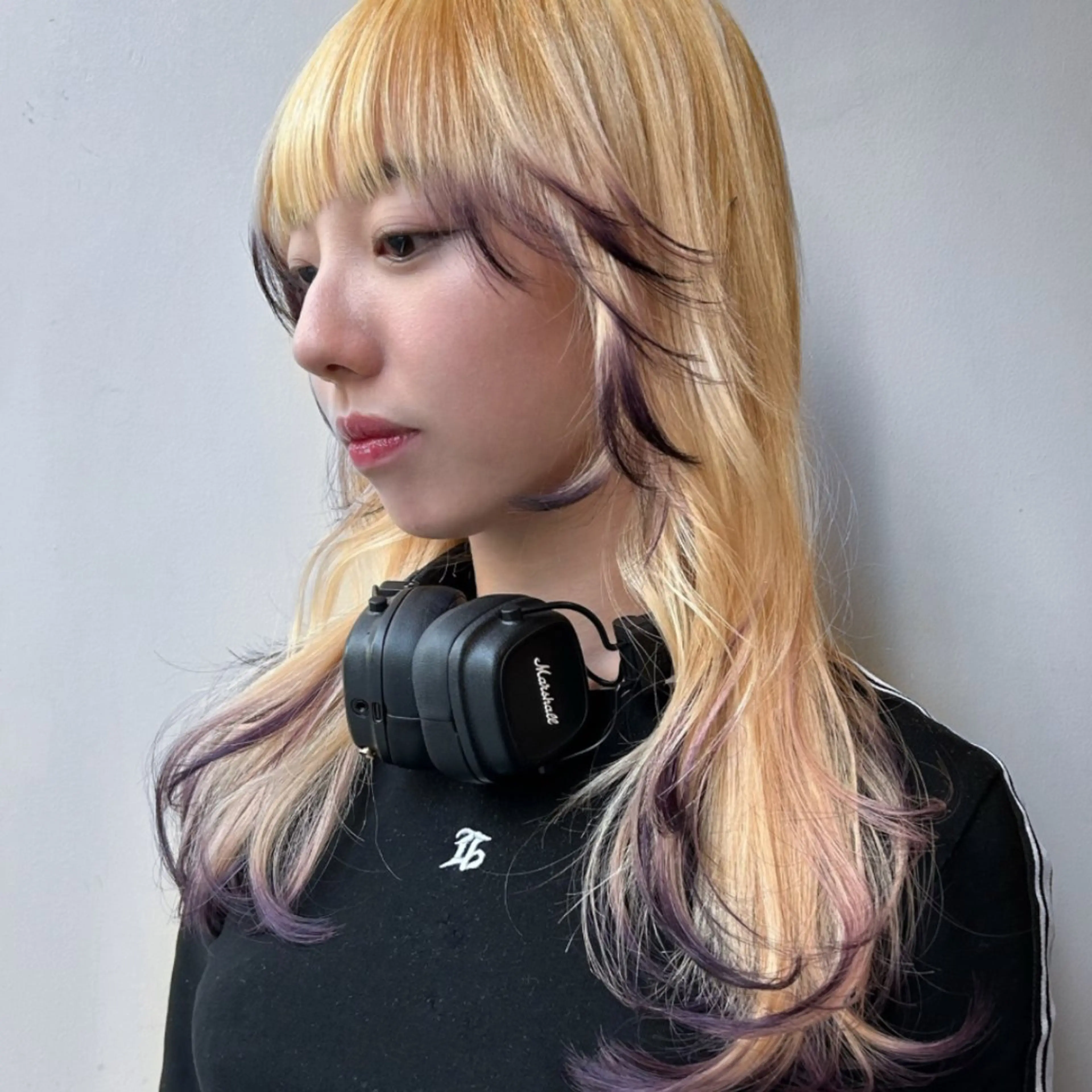 ロング カラー デザインカラー ハッシュカット 韓国風ヘア レイヤーカット 小顔カット ヘアカラー 海外風レイヤー💋 sanaのヘアスタイル