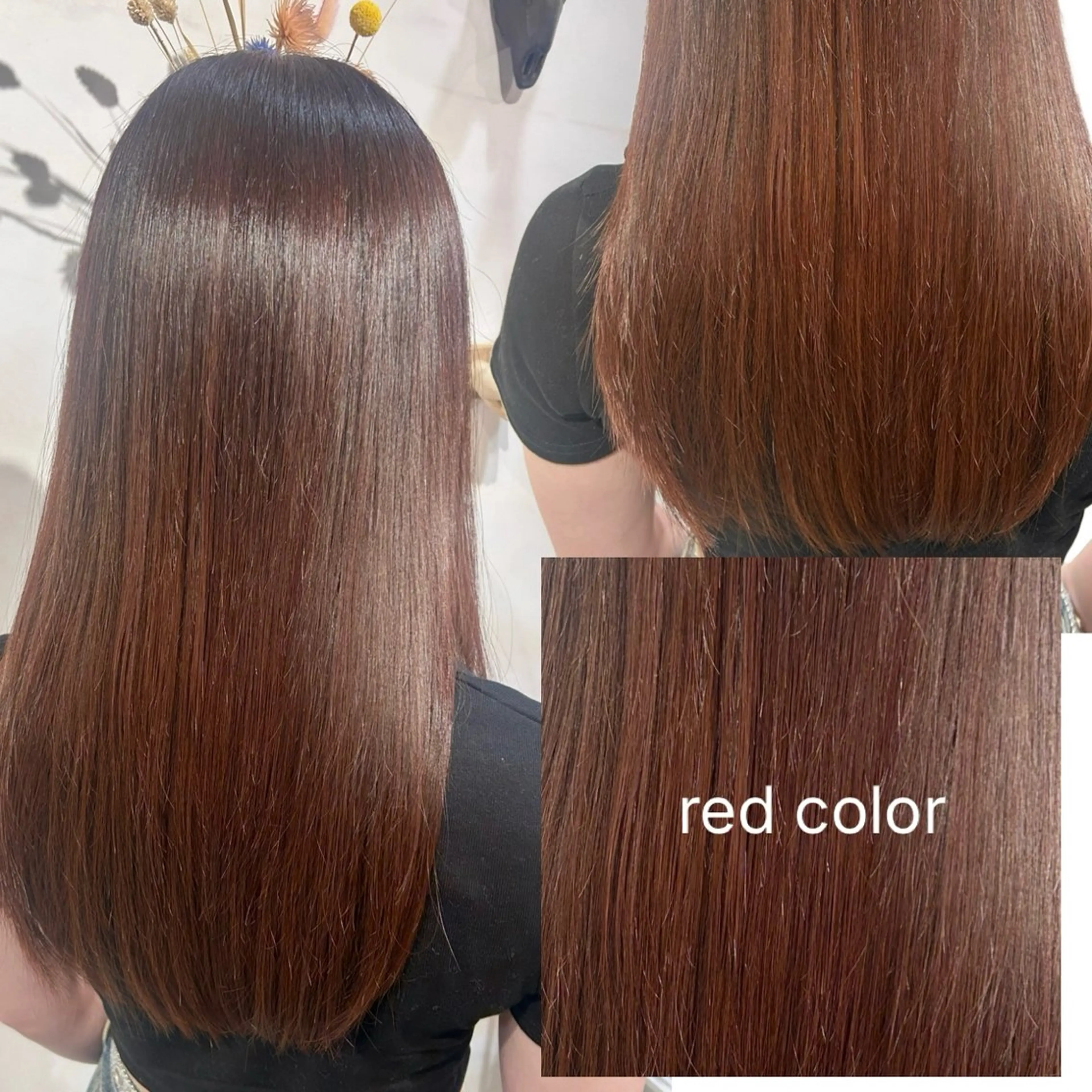 ロング カラー レッドカラー 森口 華奈のヘアスタイル