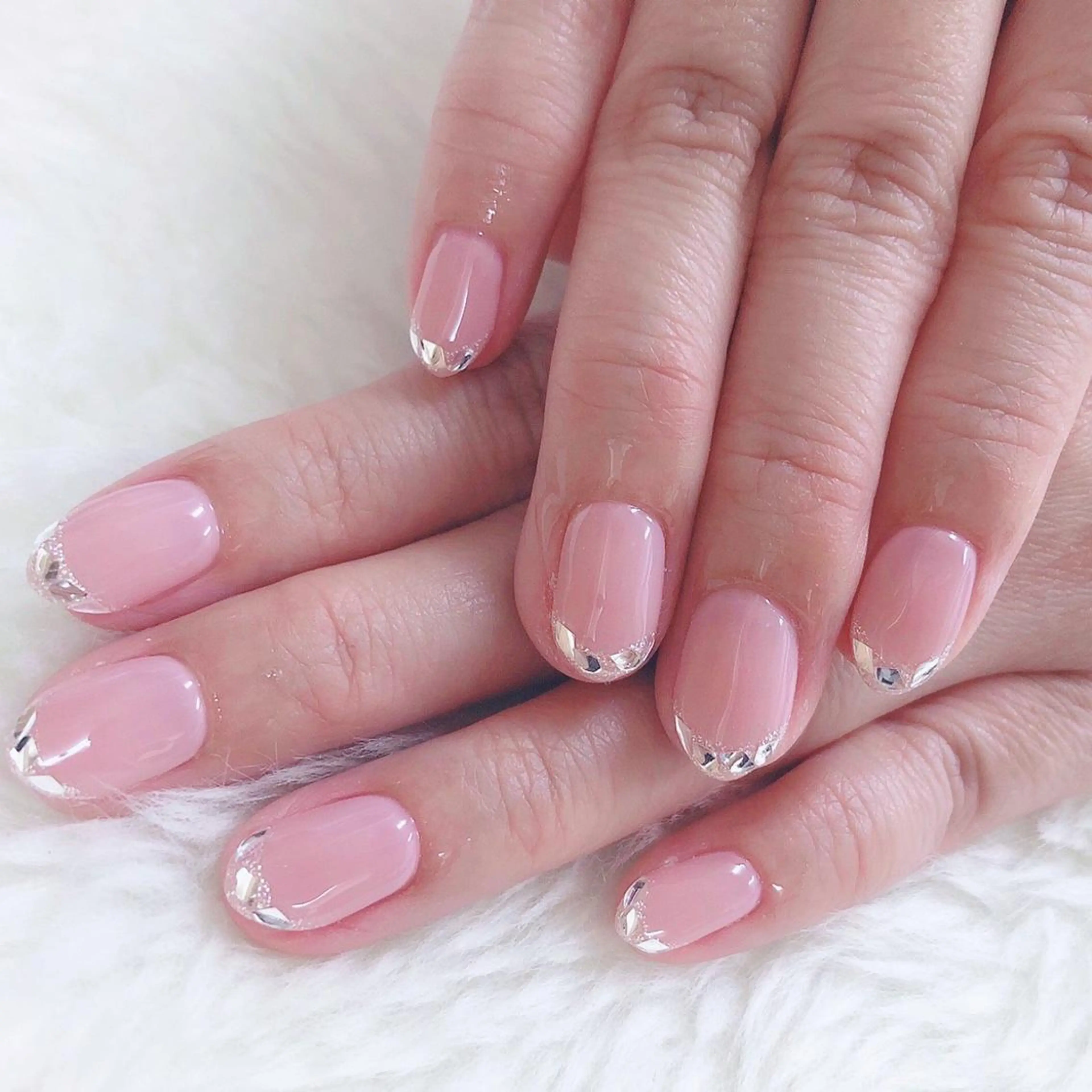 ネイル フレンチネイル ジェルネイル ガラスフレンチ ショートネイル ハンドネイル Nail lieNのネイルデザイン