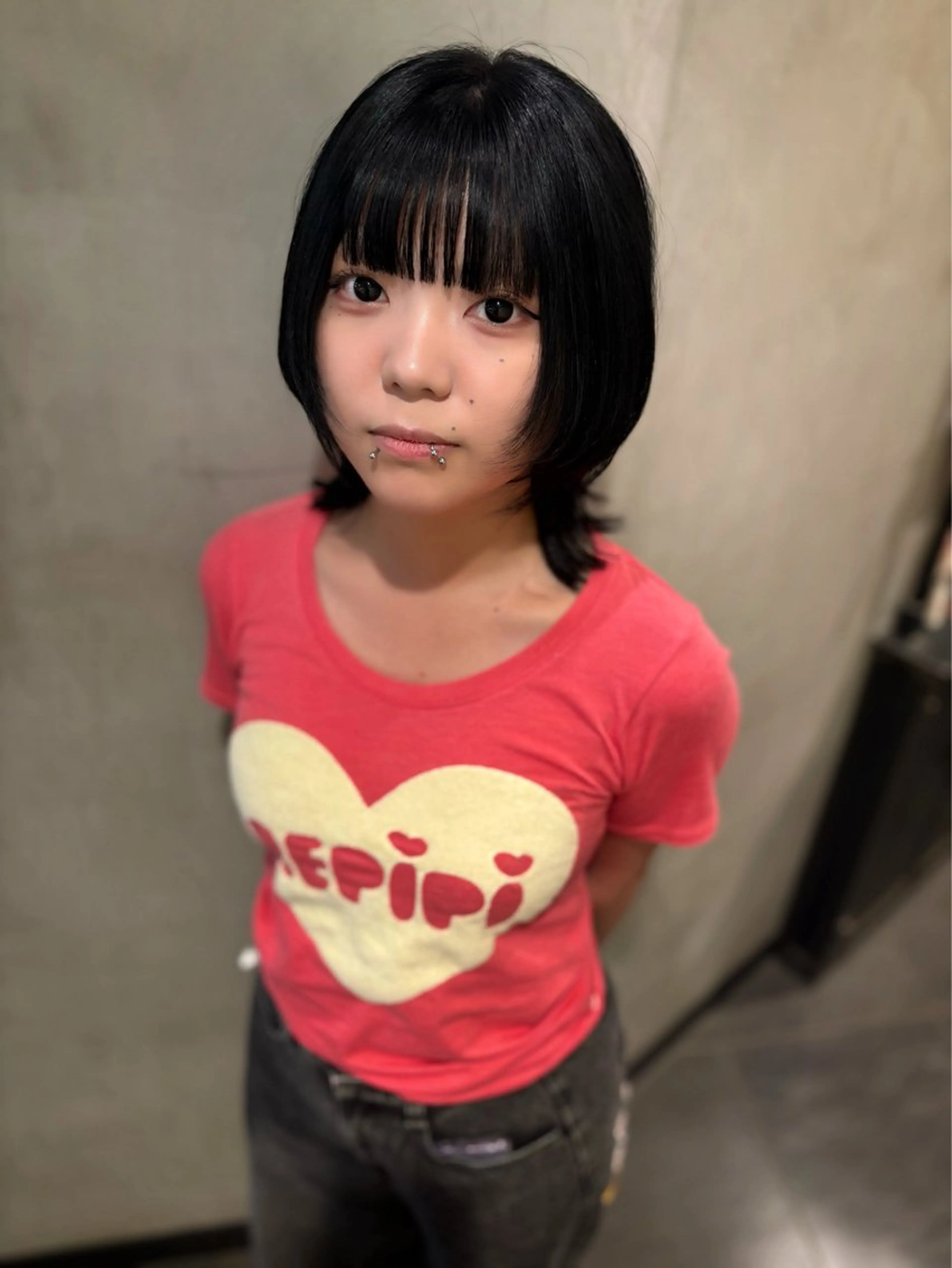 ミディアム カラー カット ヘアカラー 優 作のヘアスタイル