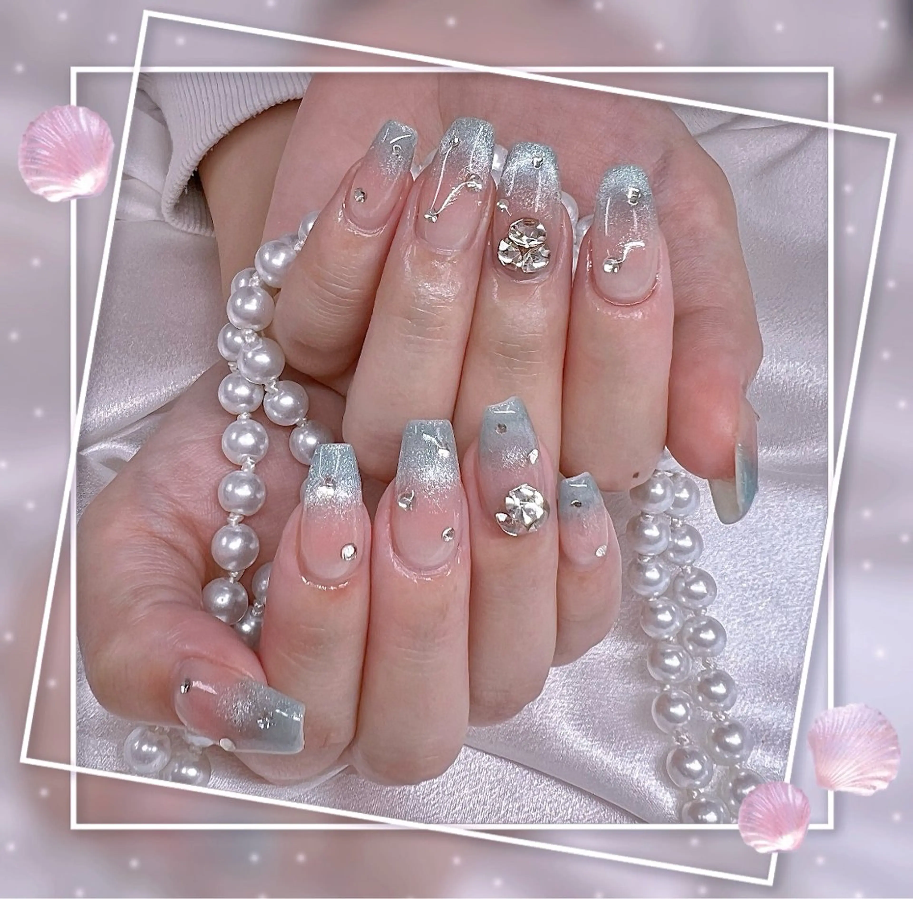 ネイル グラデーション キラキラネイル 韓国ネイル マグネットネイル ピンク ハンドネイル ハンドケア Chill Nailsalonのネイルデザイン