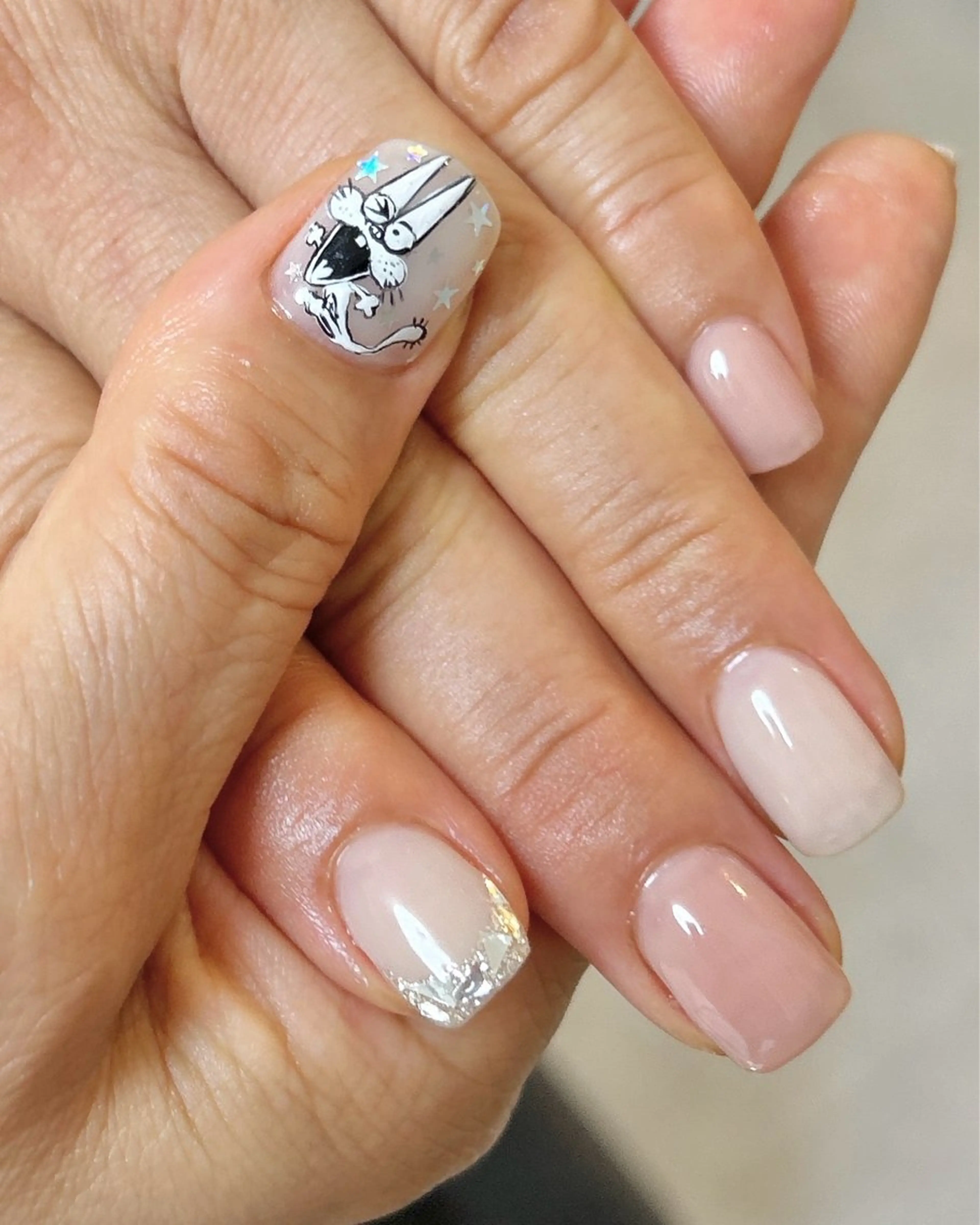 ネイル アートネイル フレンチネイル ガラスフレンチ ハンドネイル ten nail salon　かえでのネイルデザイン