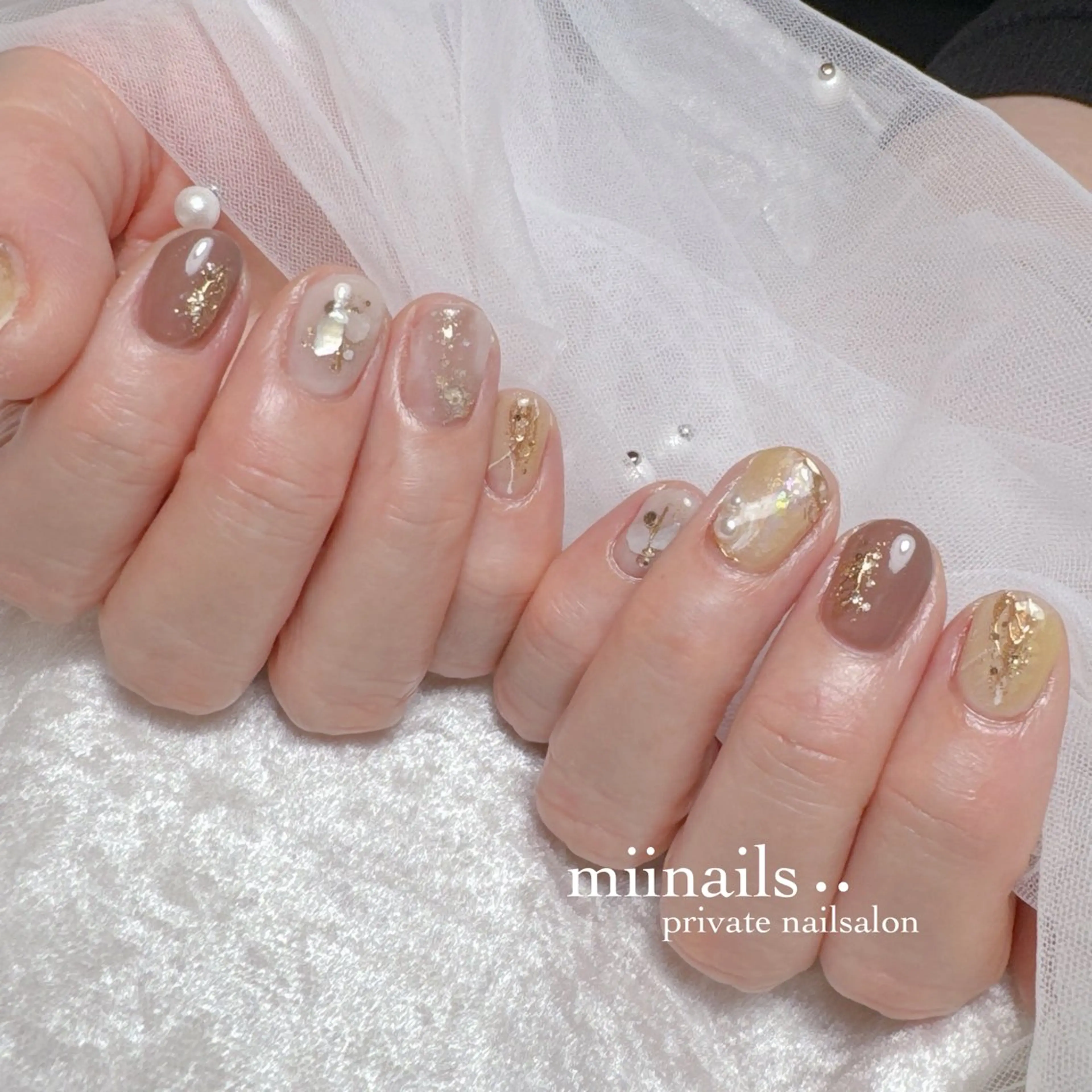 ネイル フレンチネイル 韓国ネイル ワンホンネイル ハンドネイル nailsalon miinailsのネイルデザイン