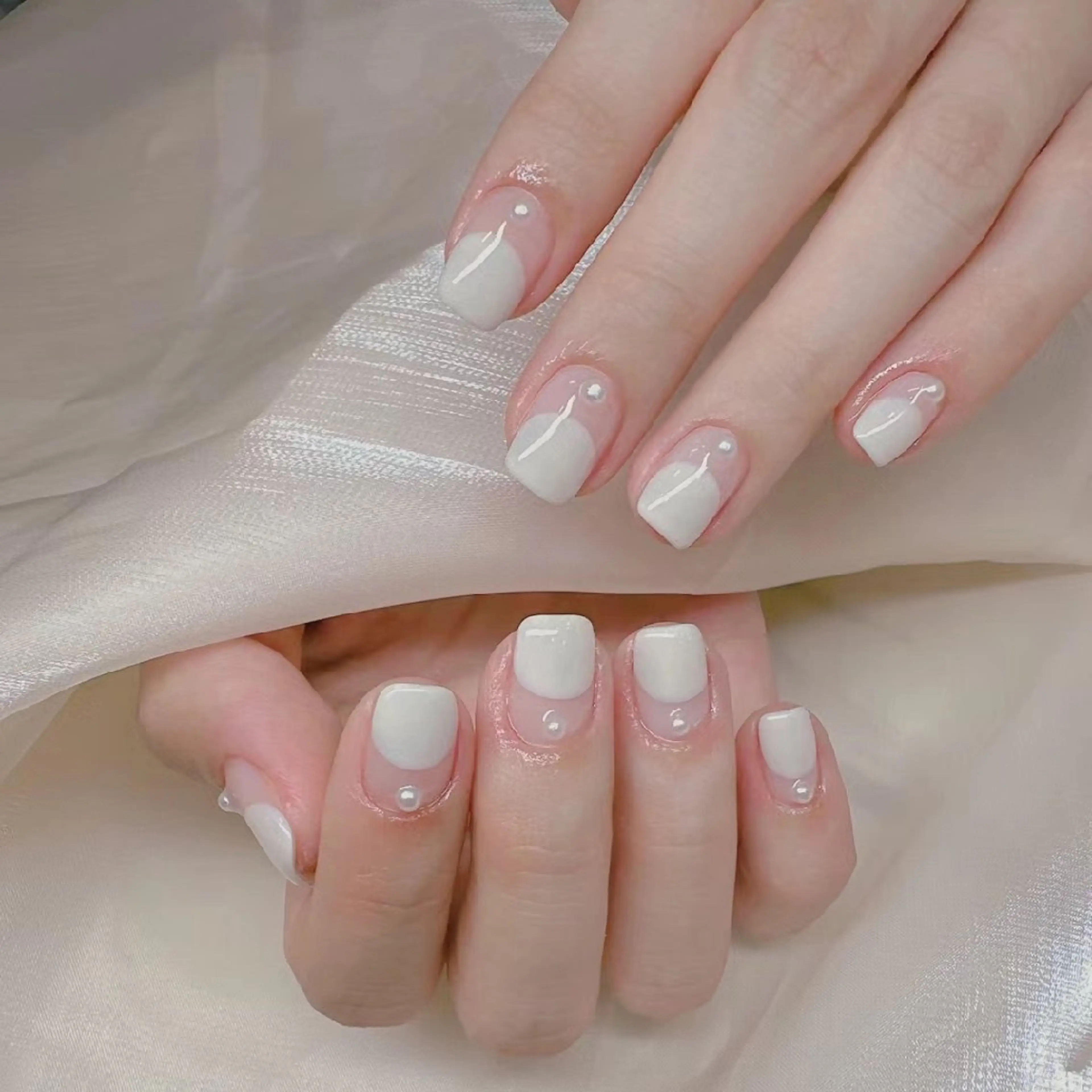 ネイル ハンドネイル ネイリストゆか💅 長さだし、深爪矯正のネイルデザイン