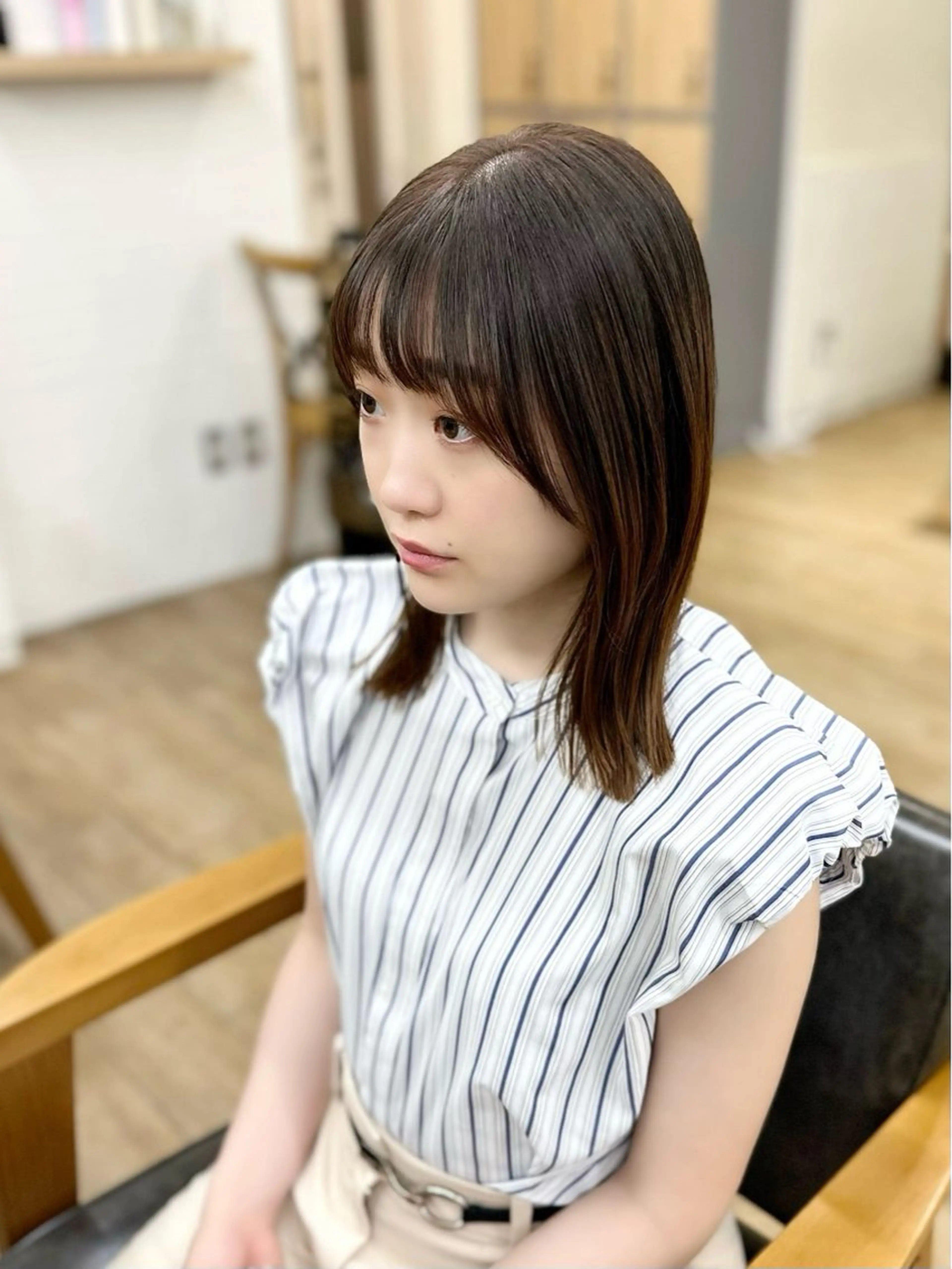 ミディアム カラー パーマ ヘアアレンジ メンズ キッズ カット 縮毛矯正 骨格似合わせレイヤー 🌿JUNのヘアスタイル