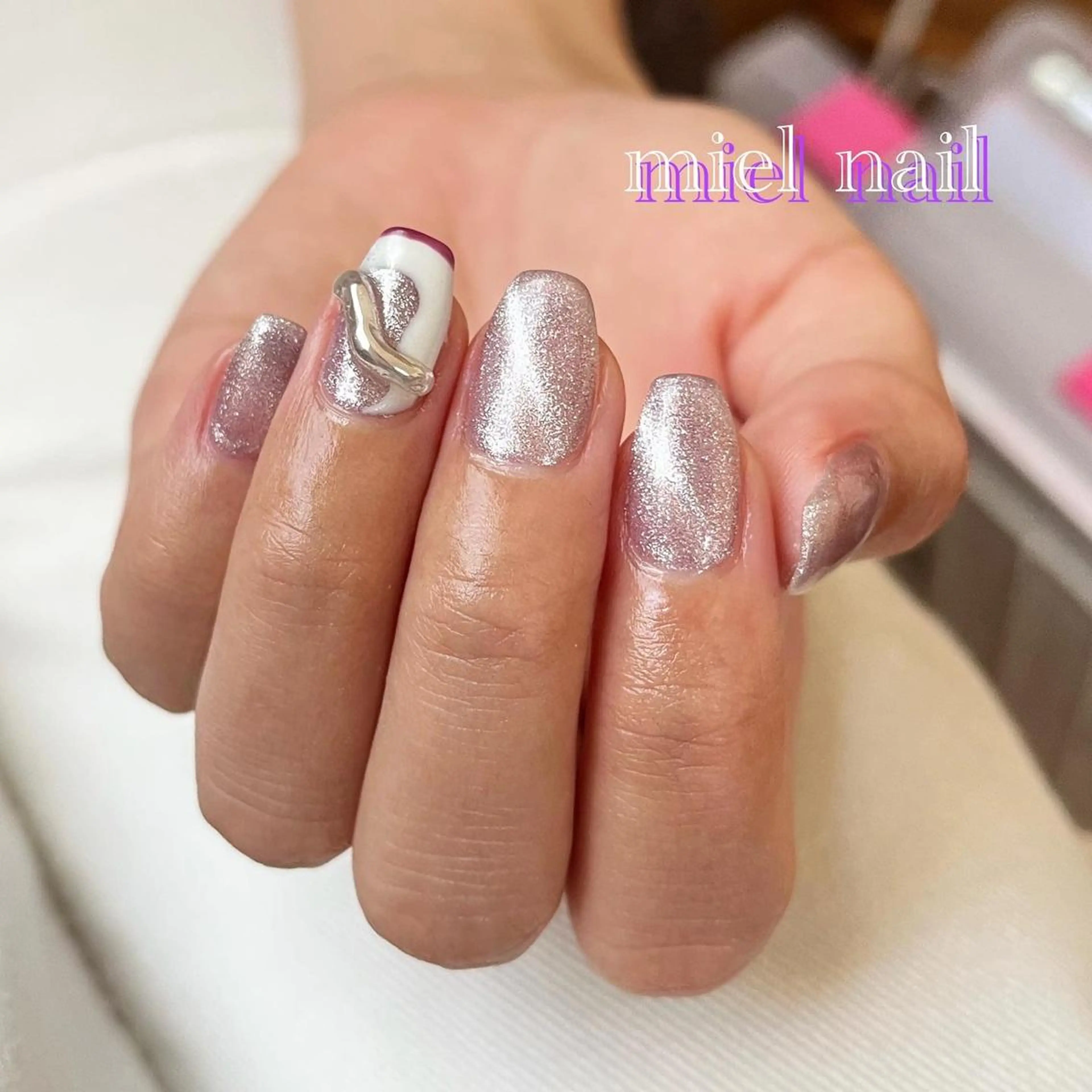 ネイル アートネイル マグネットネイル 持ち込み 夏ネイル miel nailのネイルデザイン
