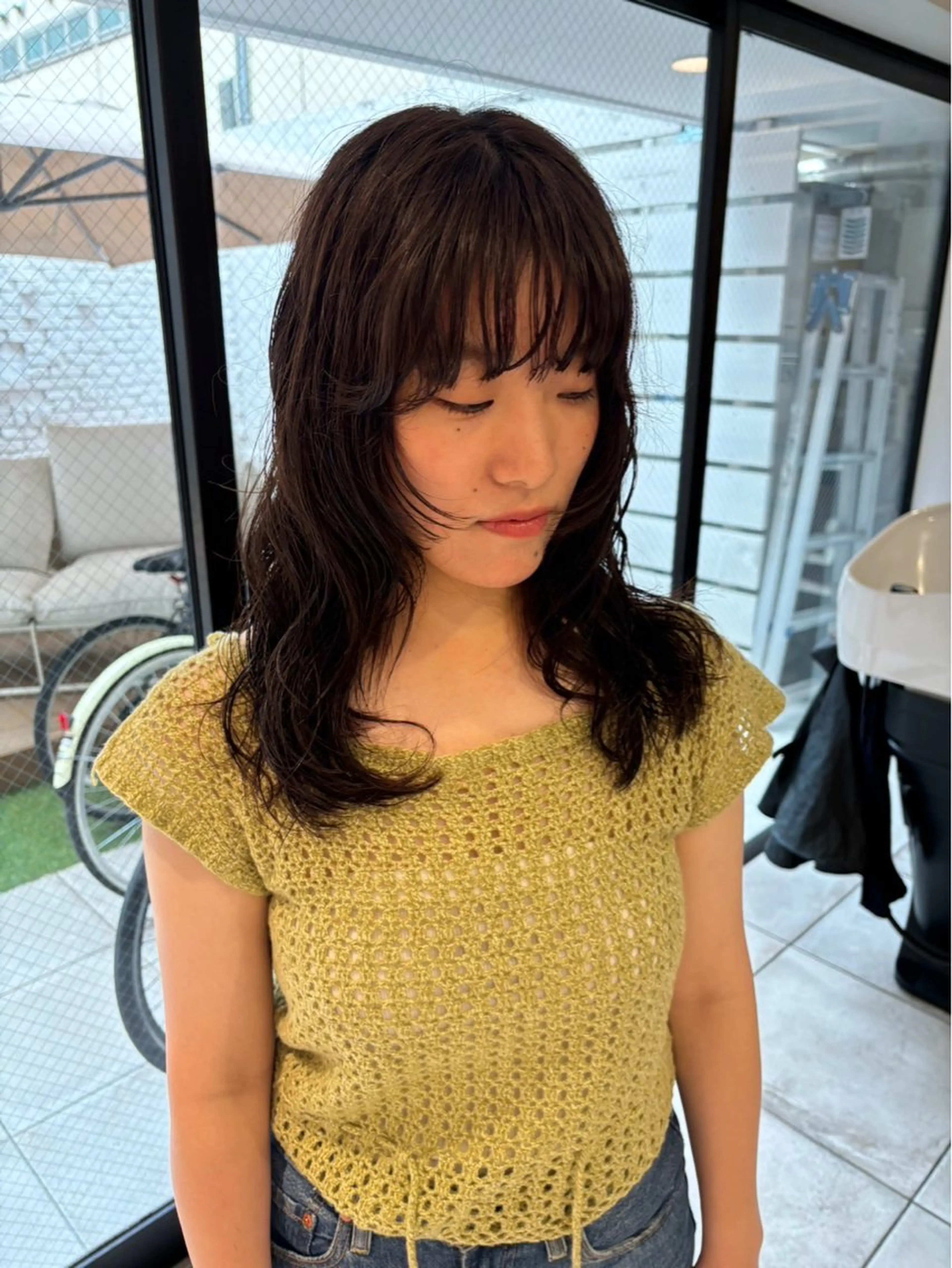 ミディアム パーマ カット パーマ リリカ🐈‍⬛ブリー チカラー/上永谷のヘアスタイル