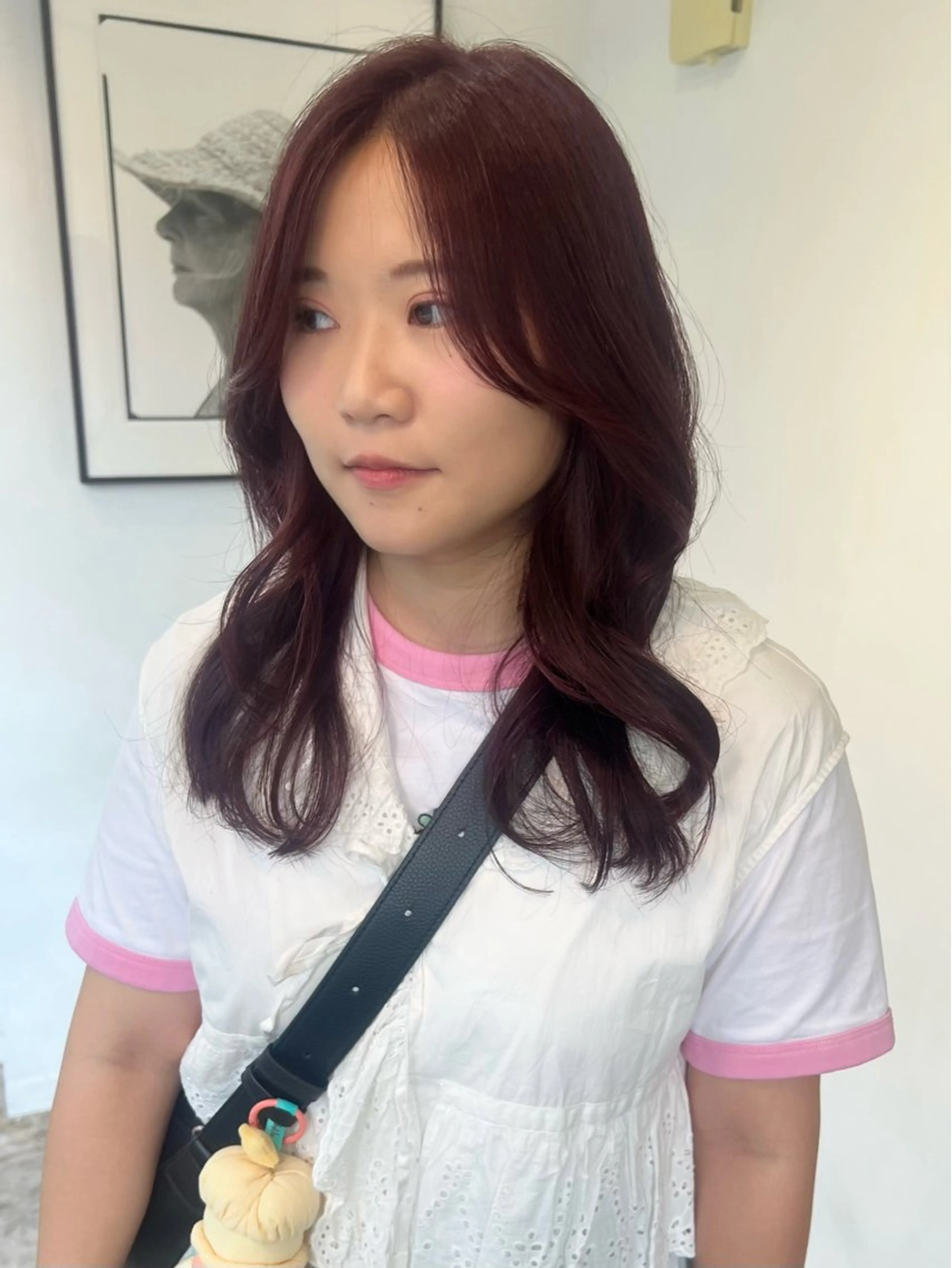 セミロング カラー 透明感カラー ピンクカラー カット ヘアカラー トリートメント レイヤーカット/暖色 カラー/mao🎀のヘアスタイル