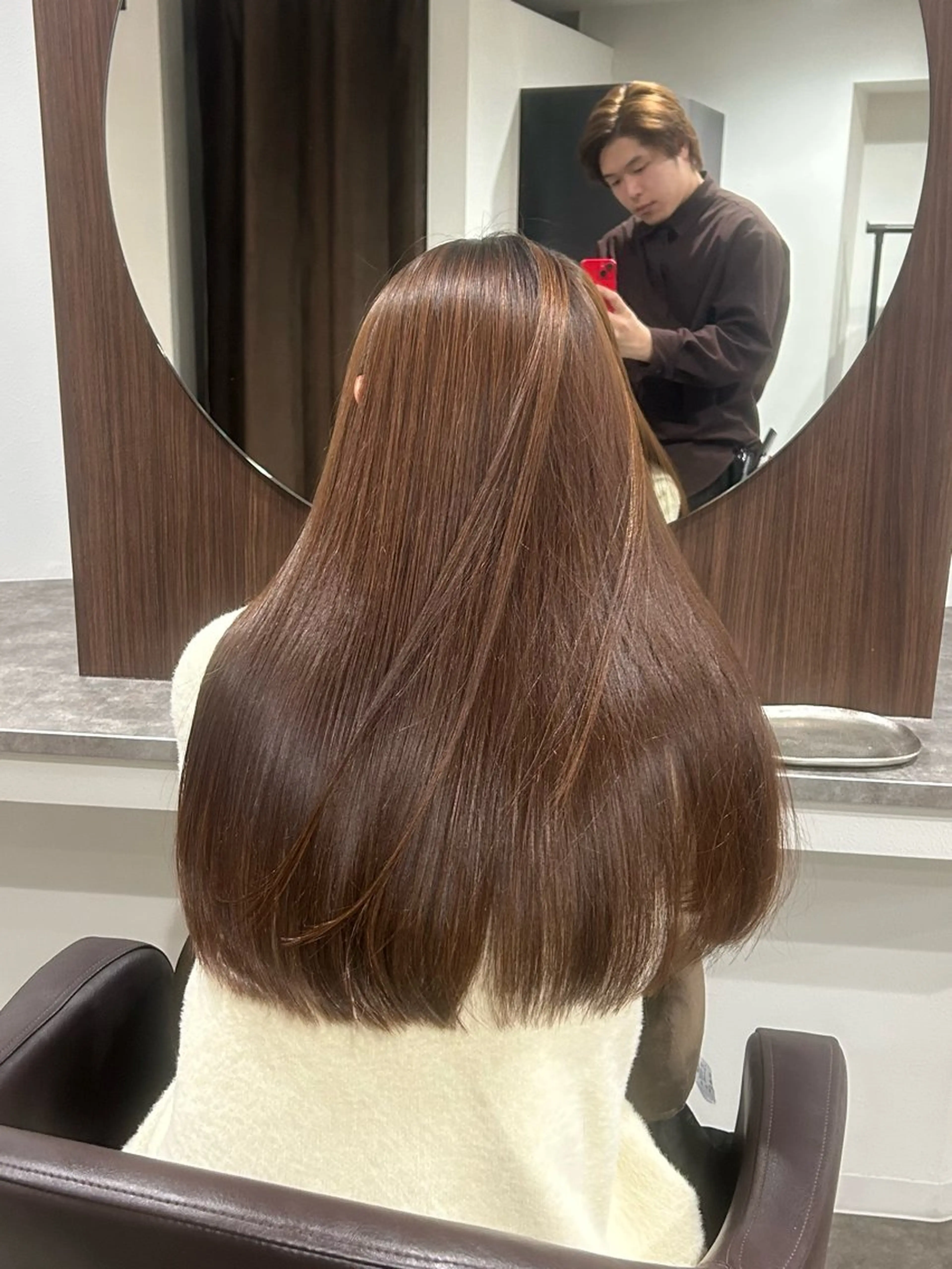 ロング 縮毛矯正 トリートメント タナカ レイヤのヘアスタイル