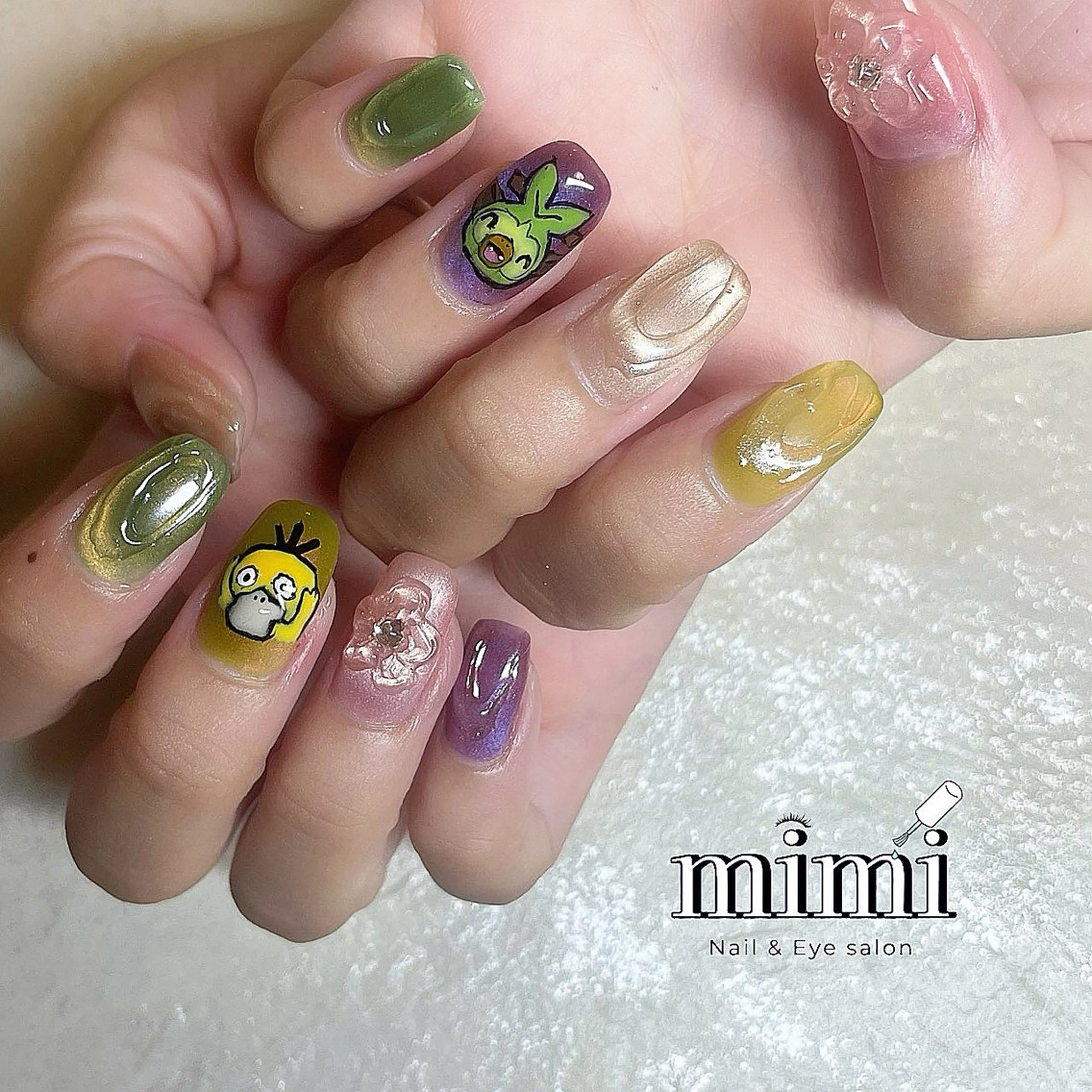 ネイル キラキラネイル マグネットネイル 夏ネイル ハンドネイル Nail&Eye mimiのネイルデザイン