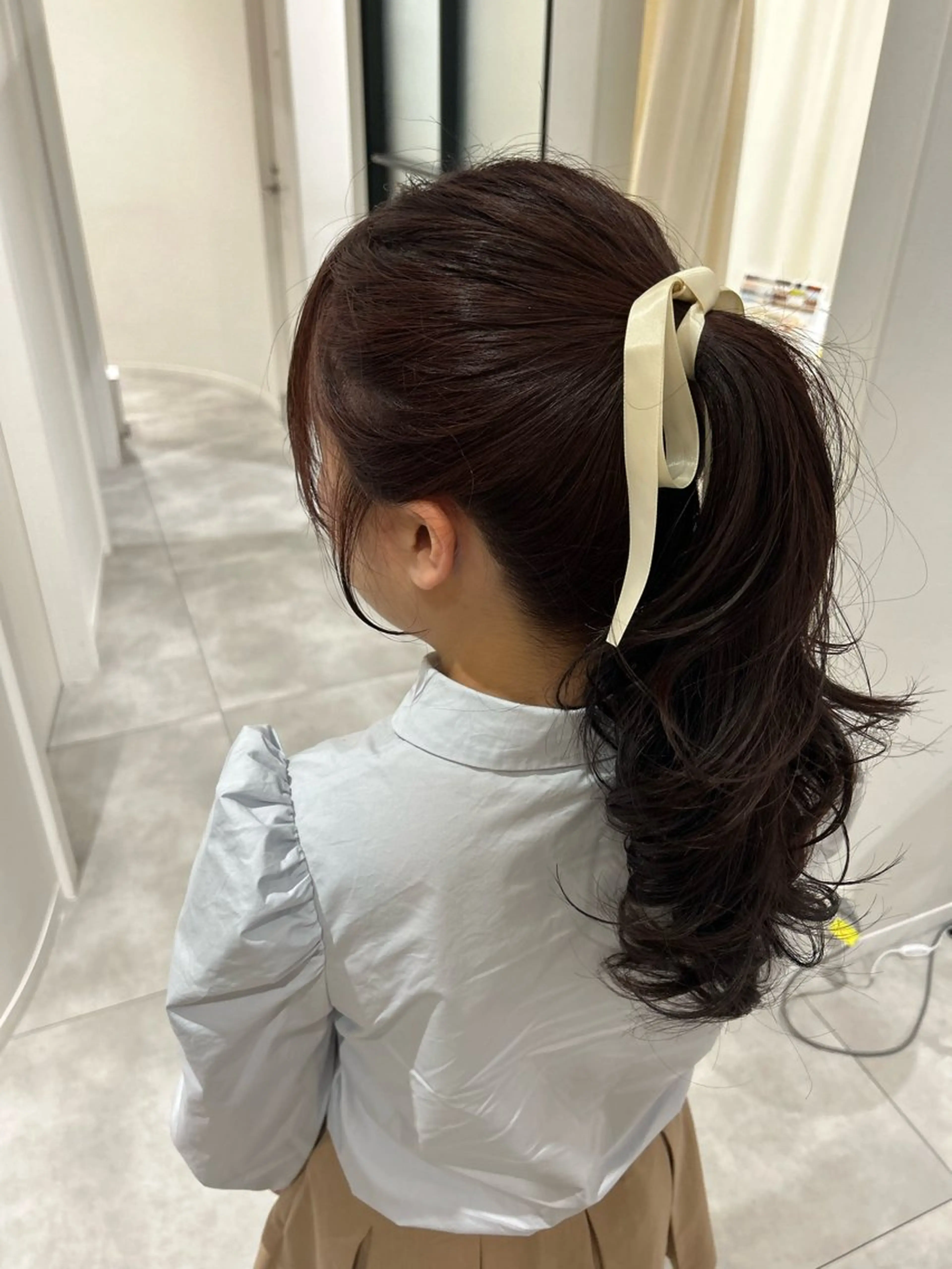 ロング カラー カット ヘアカラー オリーブベージュ/ ブリーチなし透明感のヘアスタイル