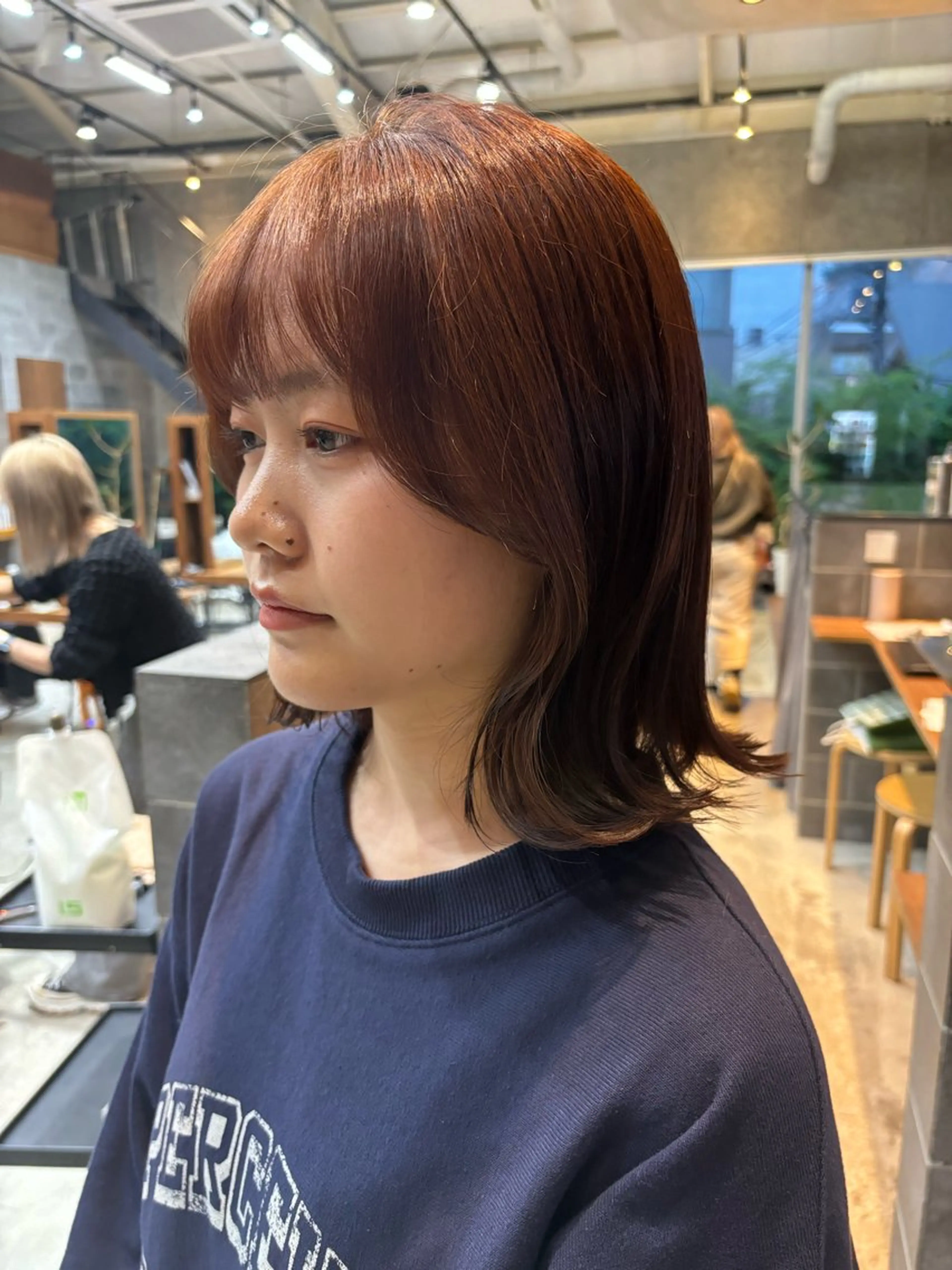 ショート カラー パーマ ヘアアレンジ ブラウンカラー 透明感カラー オレンジ オレンジブラウン 押切 響 のヘアスタイル