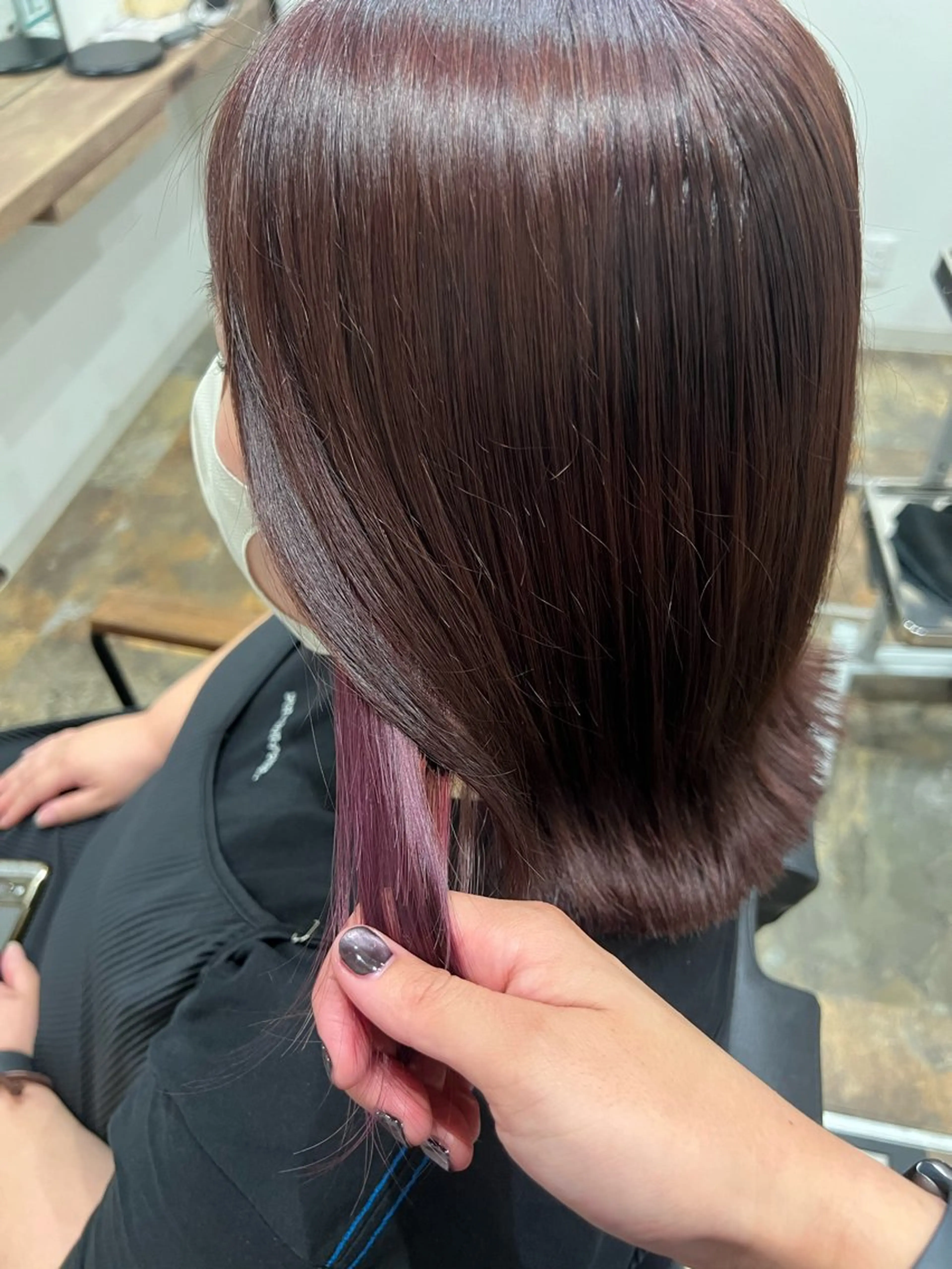 ミディアム カラー ラベンダーカラー ピンクカラー ピンクラベンダー 上野台 彩加のヘアスタイル