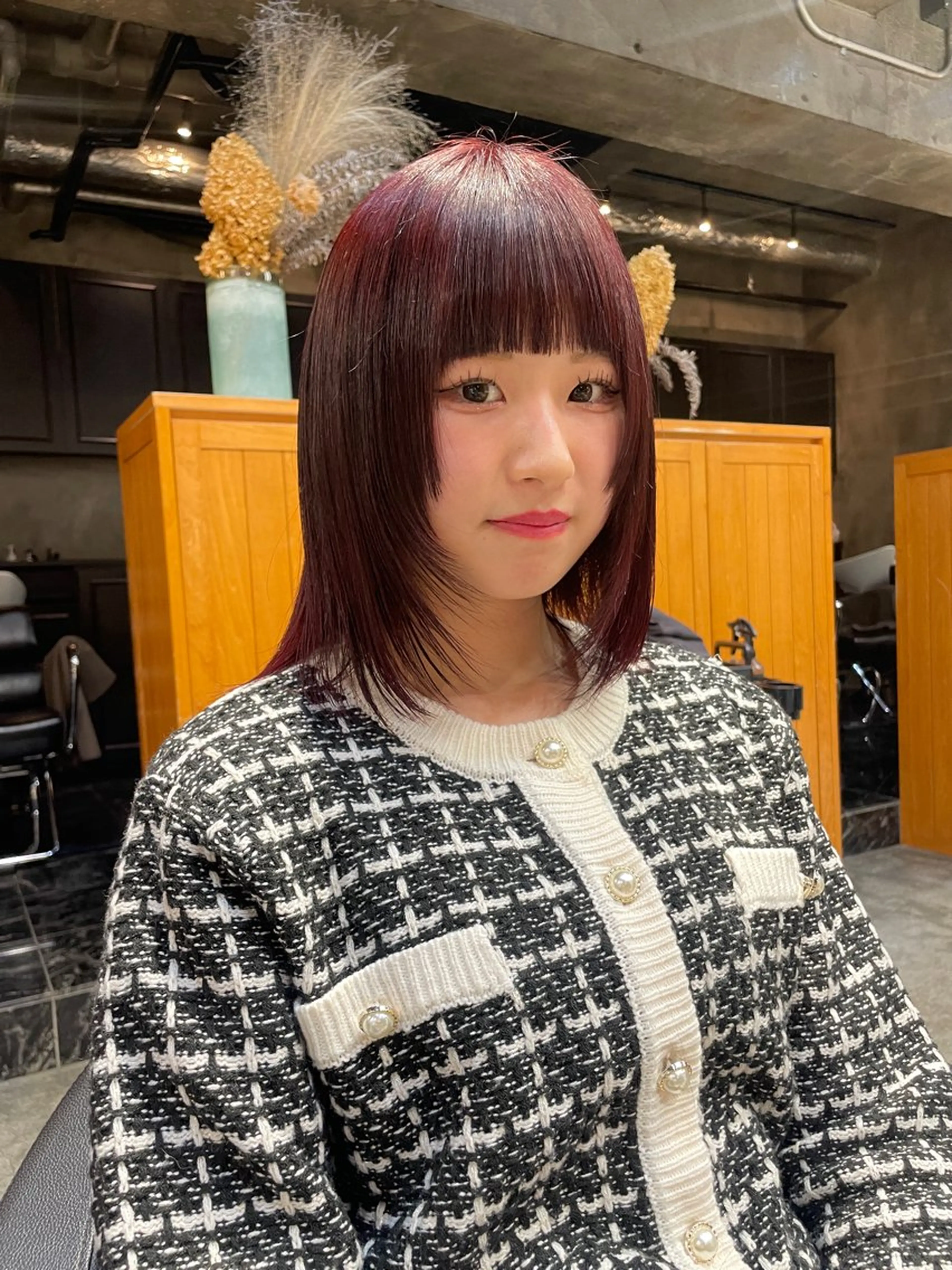ミディアム カラー パーマ ヘアアレンジ カット ヘアカラー トリートメント レイヤー/ 透明感カラー/マドカのヘアスタイル