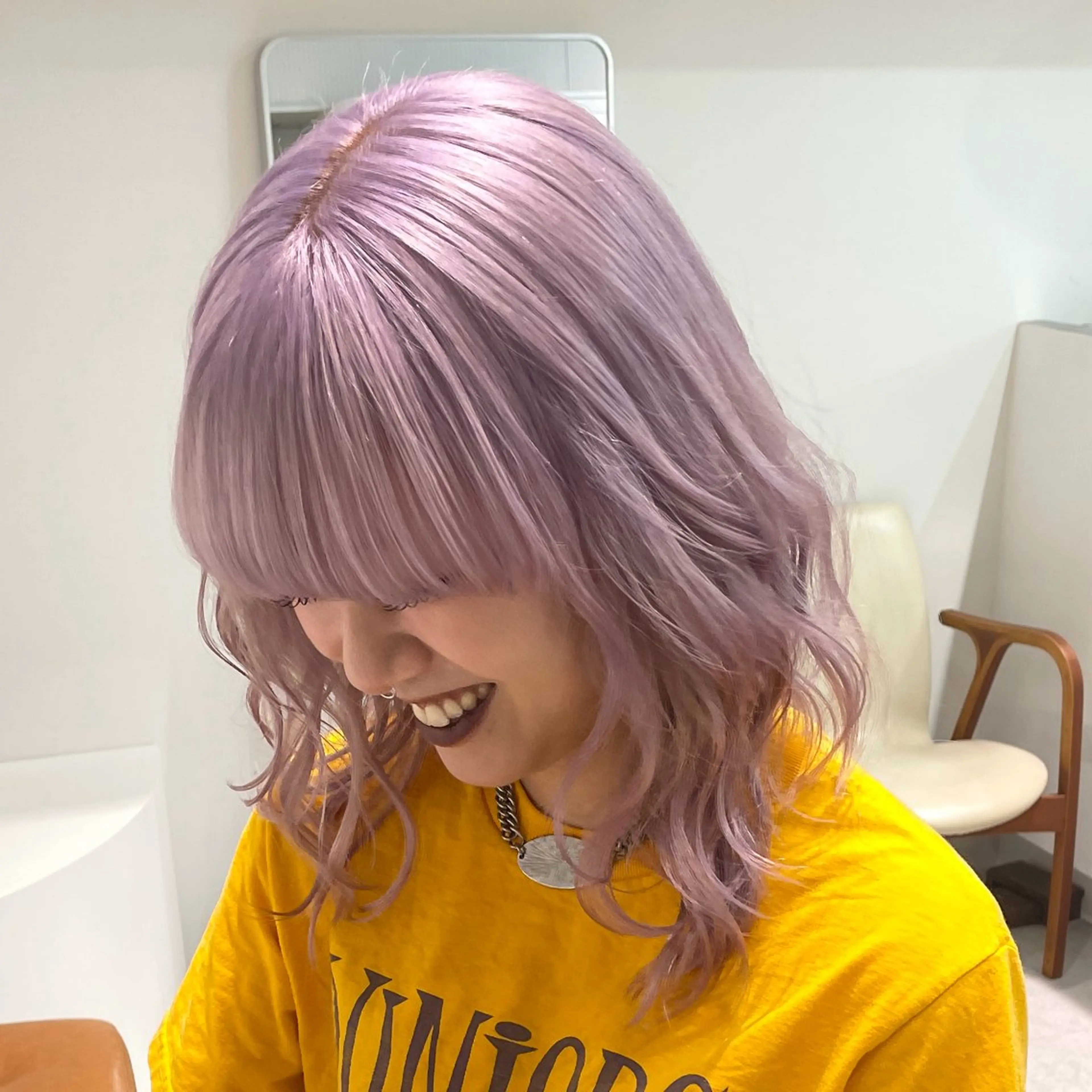 ミディアム カラー ピンクカラー パープルカラー ホワイトピンク ヘアカラー トリートメント ヘアセット meme原宿所属・ブロンド・ハイトーン ／遠藤将太のヘアスタイル