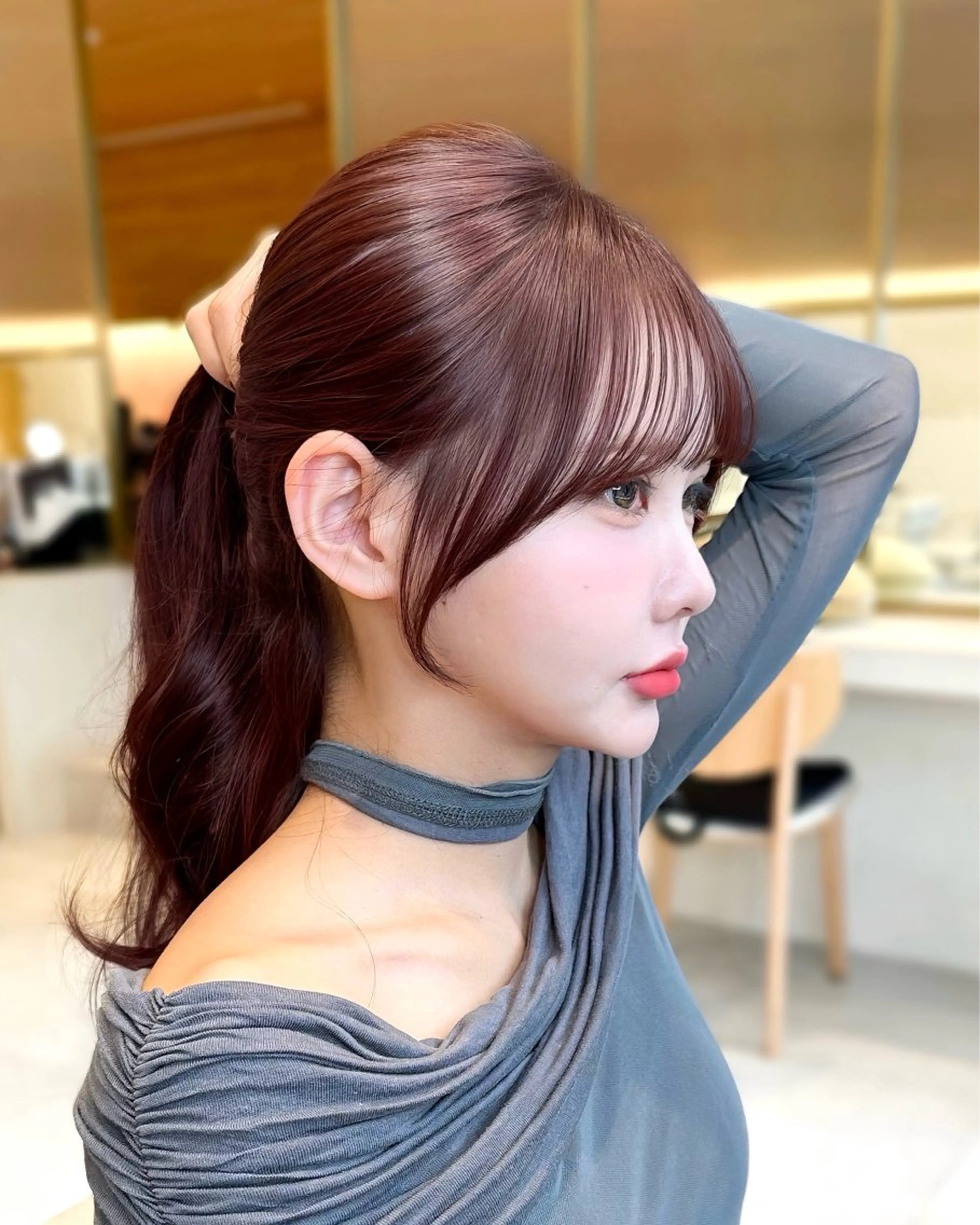 【🌟🇰🇷似合わせ小顔効果🇰🇷🌟】顔周りカット+うる艶カラー+艶トリートメントの写真