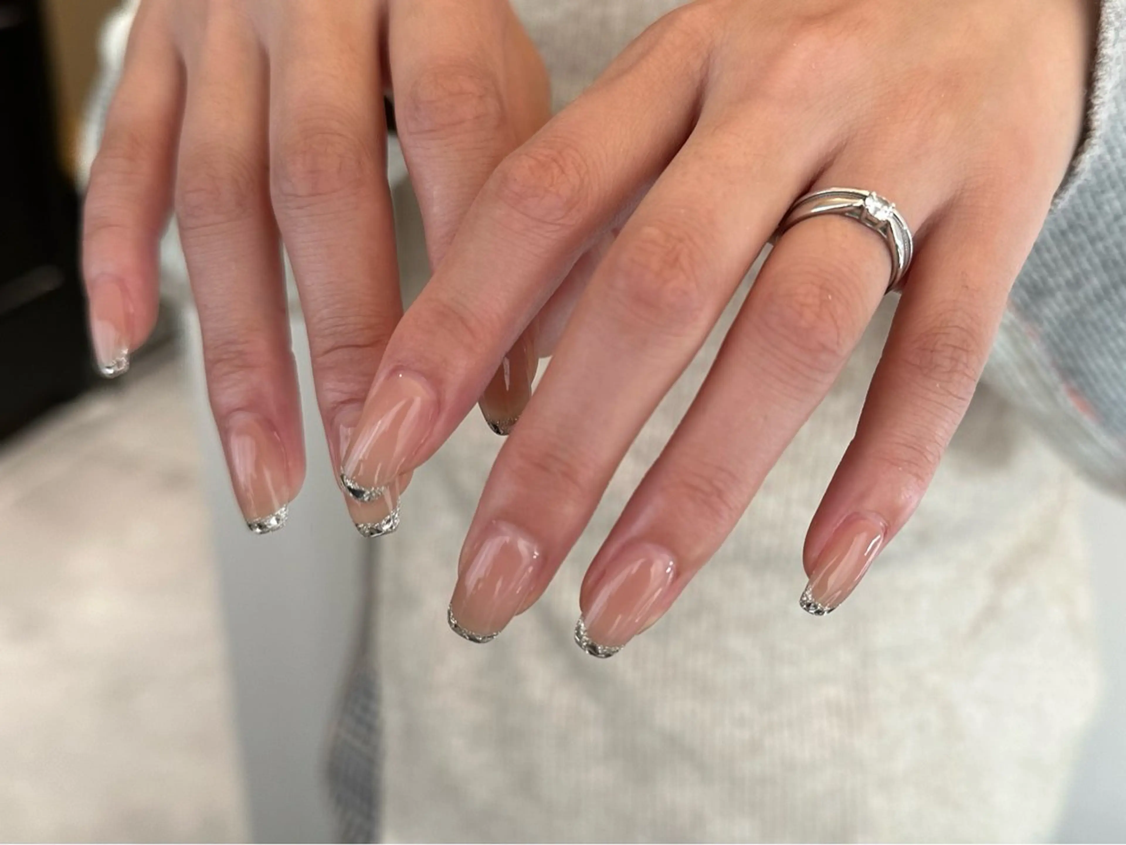 ネイル フレンチネイル ガラスフレンチ ハンドネイル etorca nailのネイルデザイン