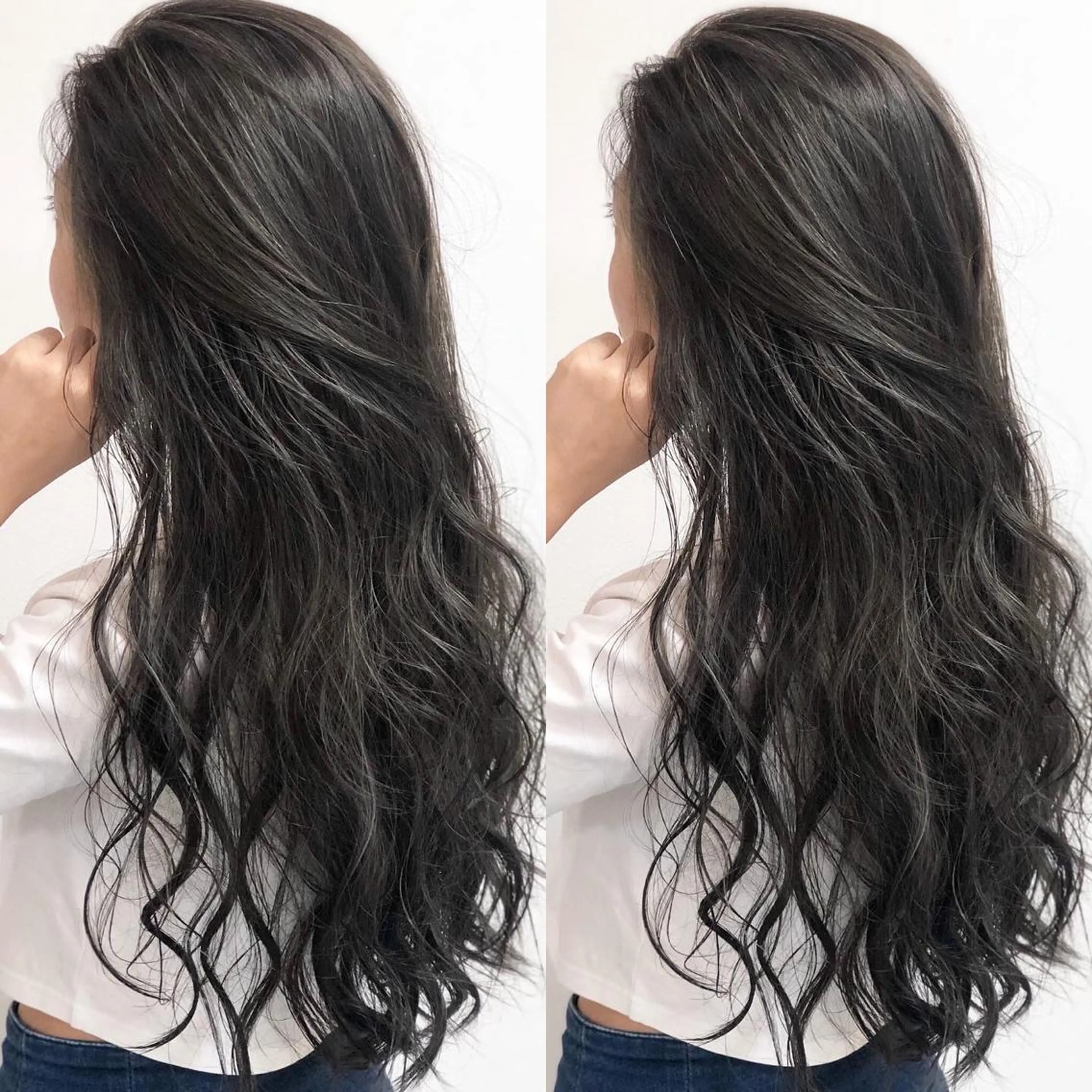 ロング カラー ダークグレー ハイライトカラー 3Dハイライト ハイライト 推しヘア🎀 NATSUNEのヘアスタイル