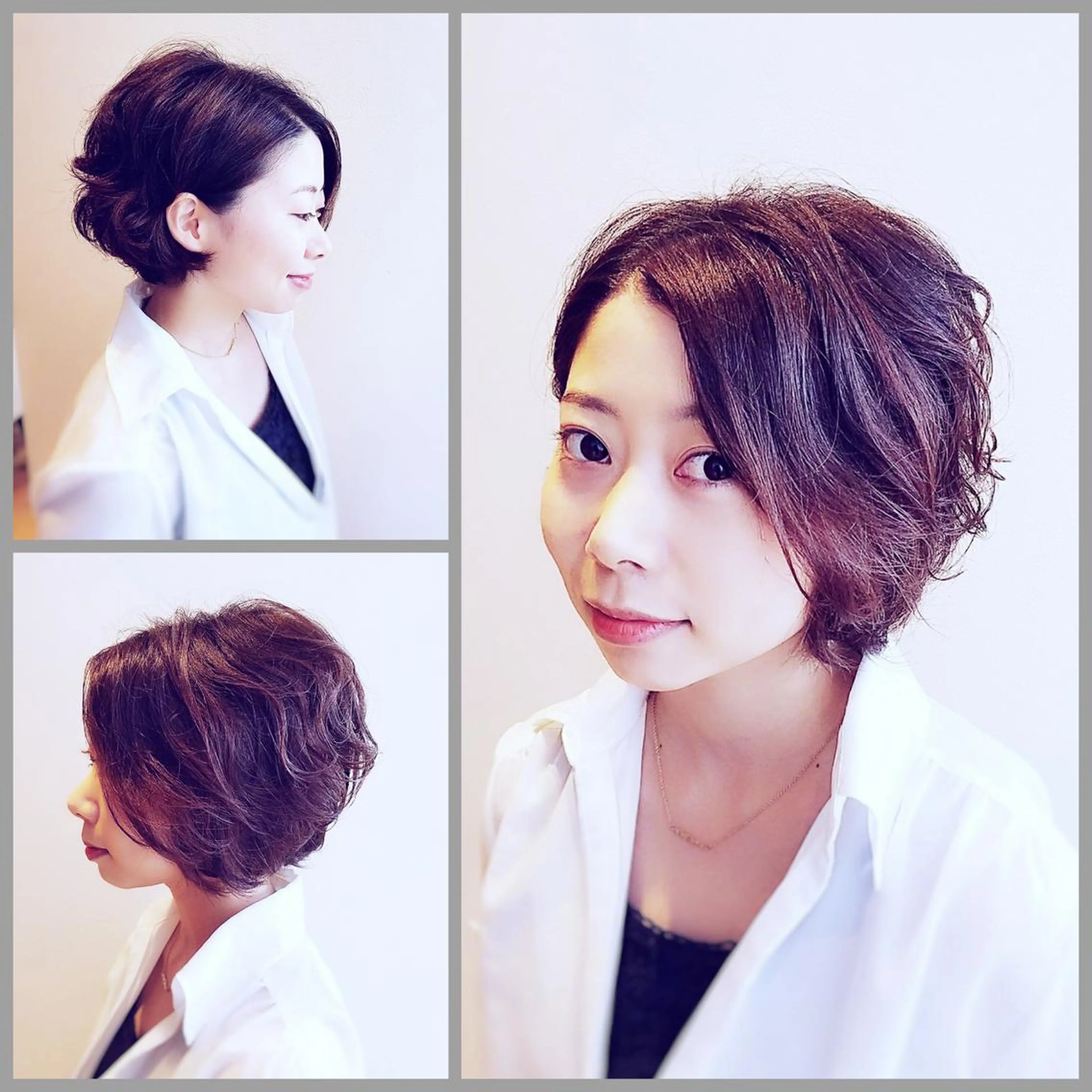 ショート カラー パーマ ショートボブ ブラウンカラー ボブ ショートヘア カット ヘッドスパ 高橋 ゆいのヘアスタイル