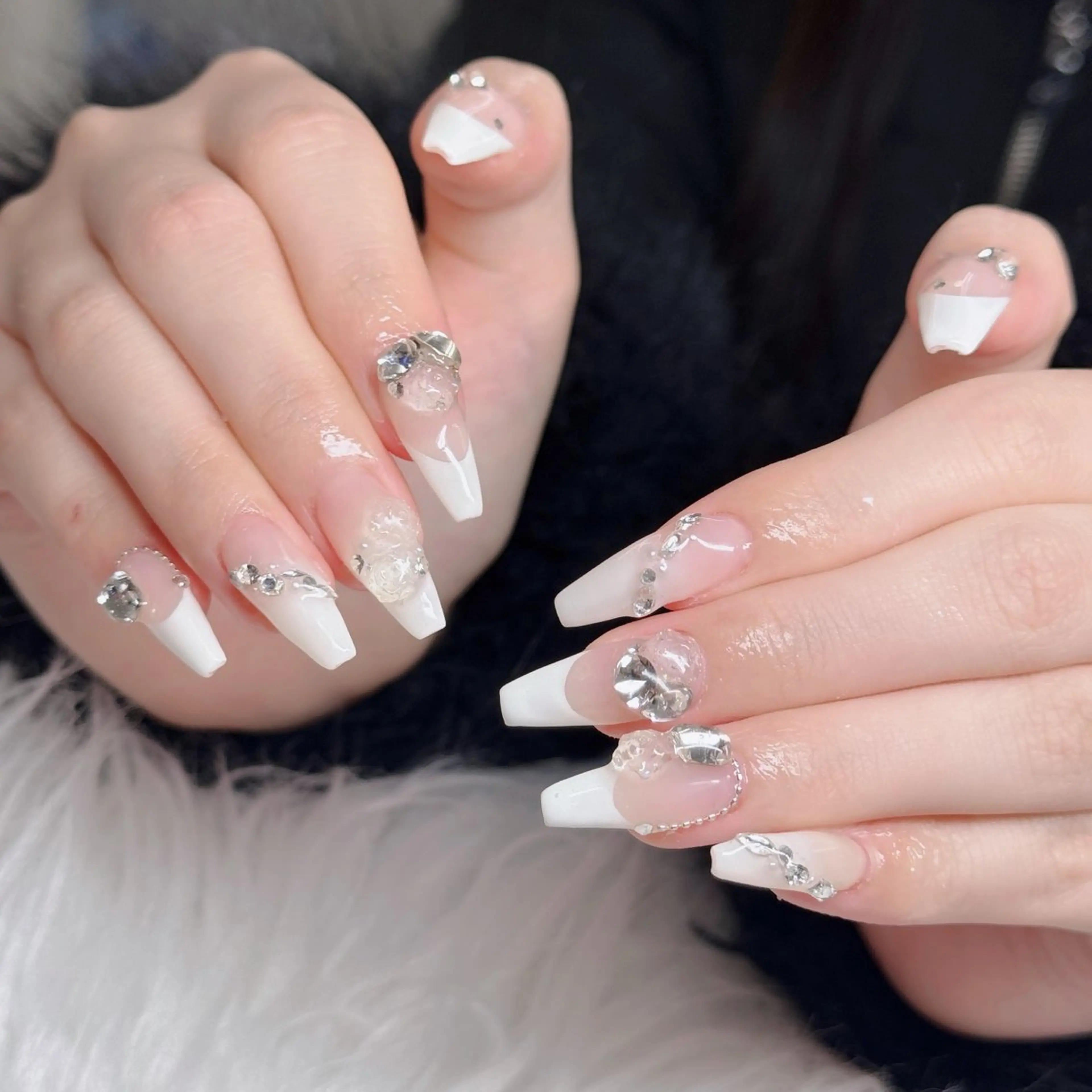 ネイル フットネイル フレンチネイル グラデーション 韓国ネイル ロングネイル ハンドネイル Hani Nail Salonのネイルデザイン