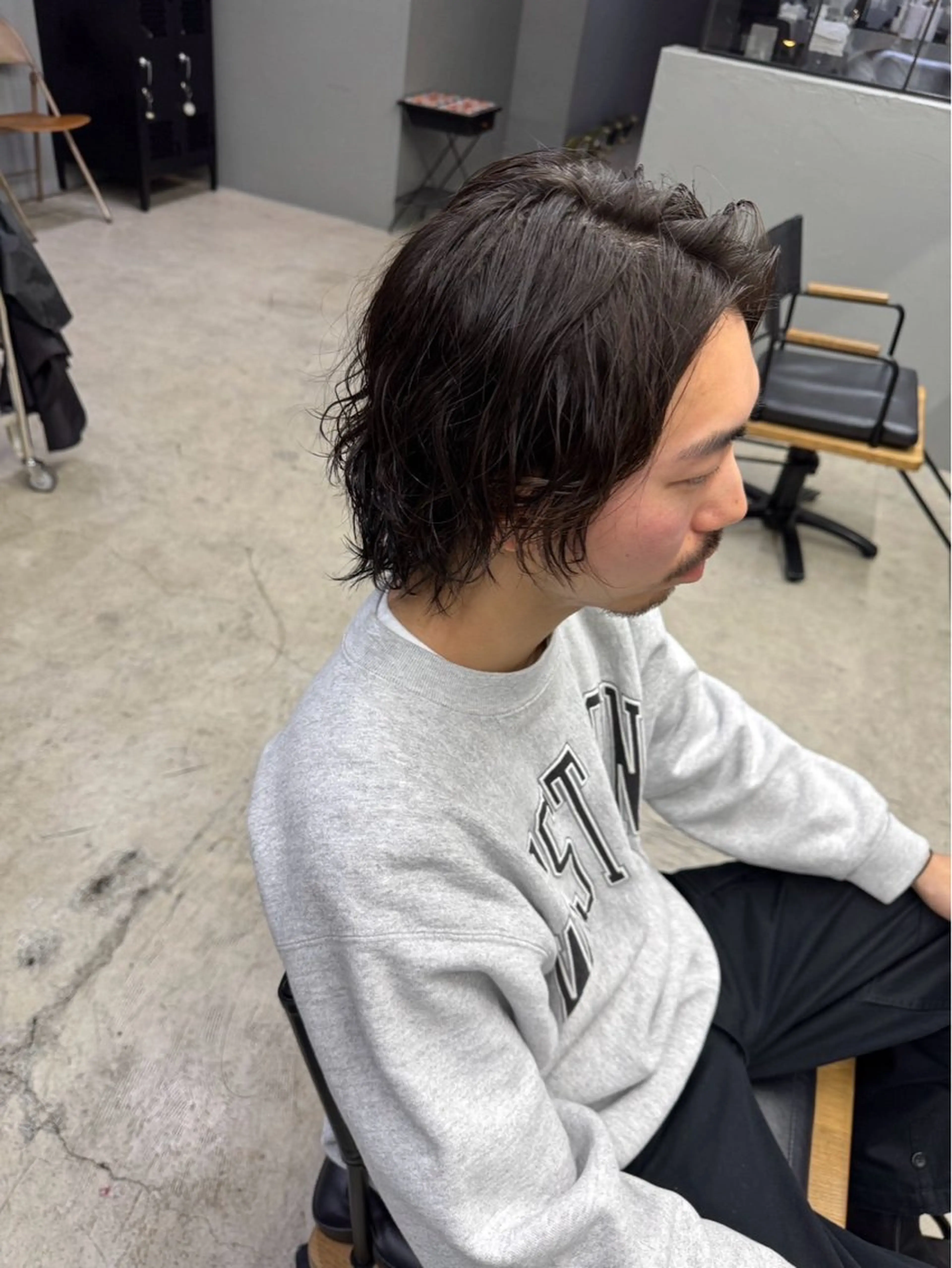ミディアム パーマ メンズ カット パーマ メンズ専門サロン wokeのヘアスタイル