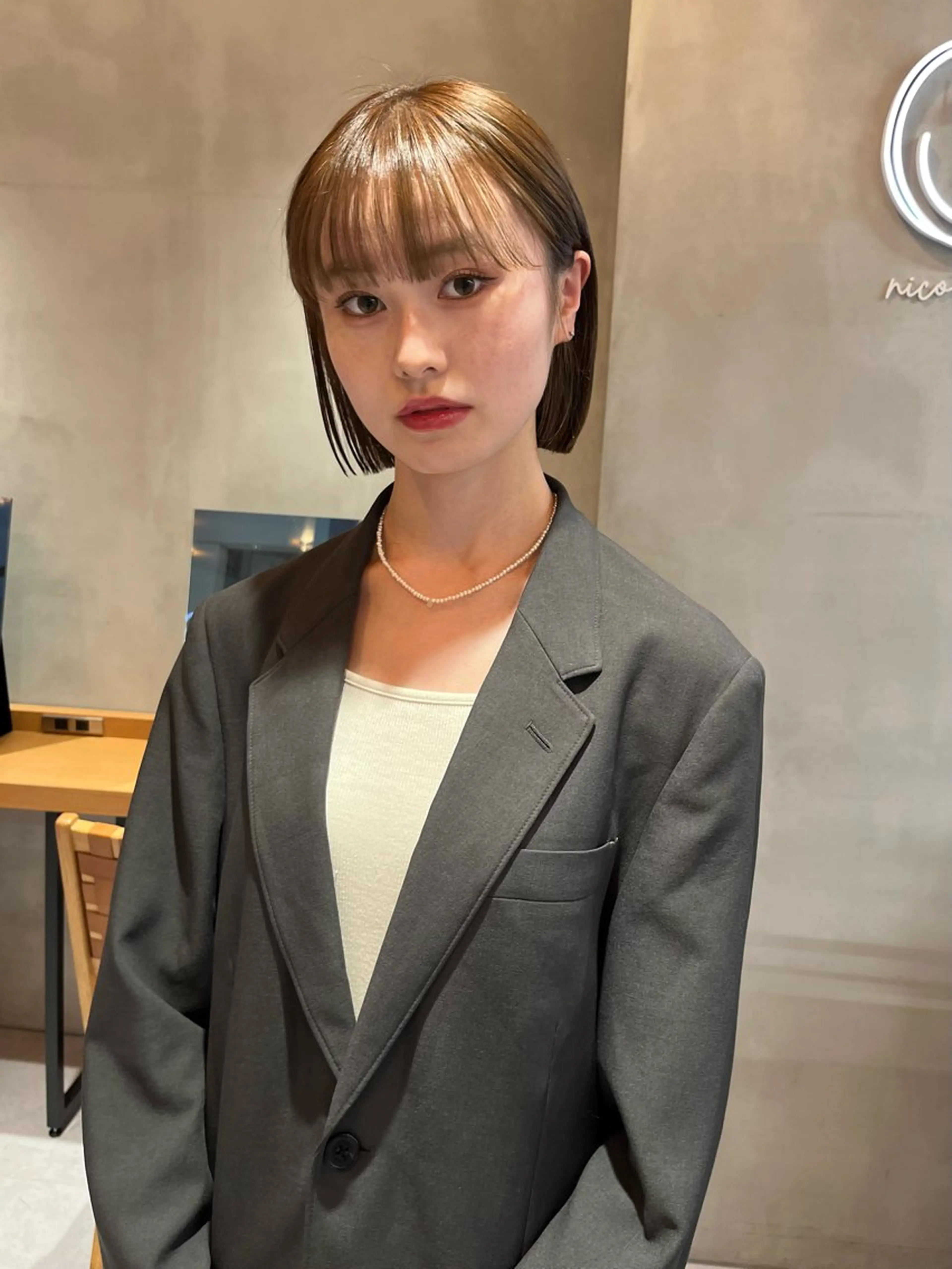 ミディアム カラー カット ヘアカラー トリートメント 韓国ボブ＆顔まわり レイヤー♡TOMOEのヘアスタイル