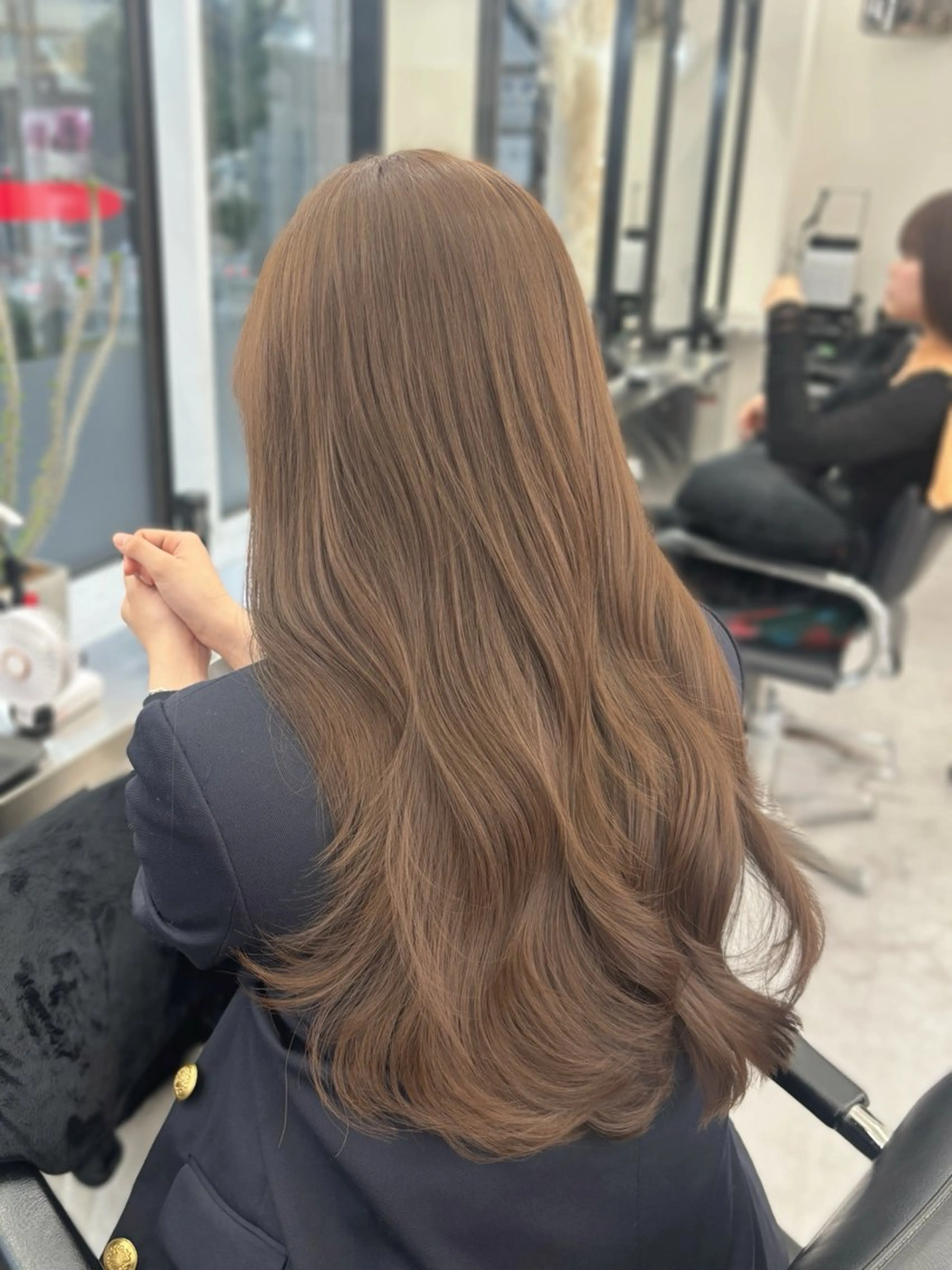 ロング カラー ヘアカラー トリートメント 髪質改善/赤み消し ブリーチなし心斎橋のヘアスタイル