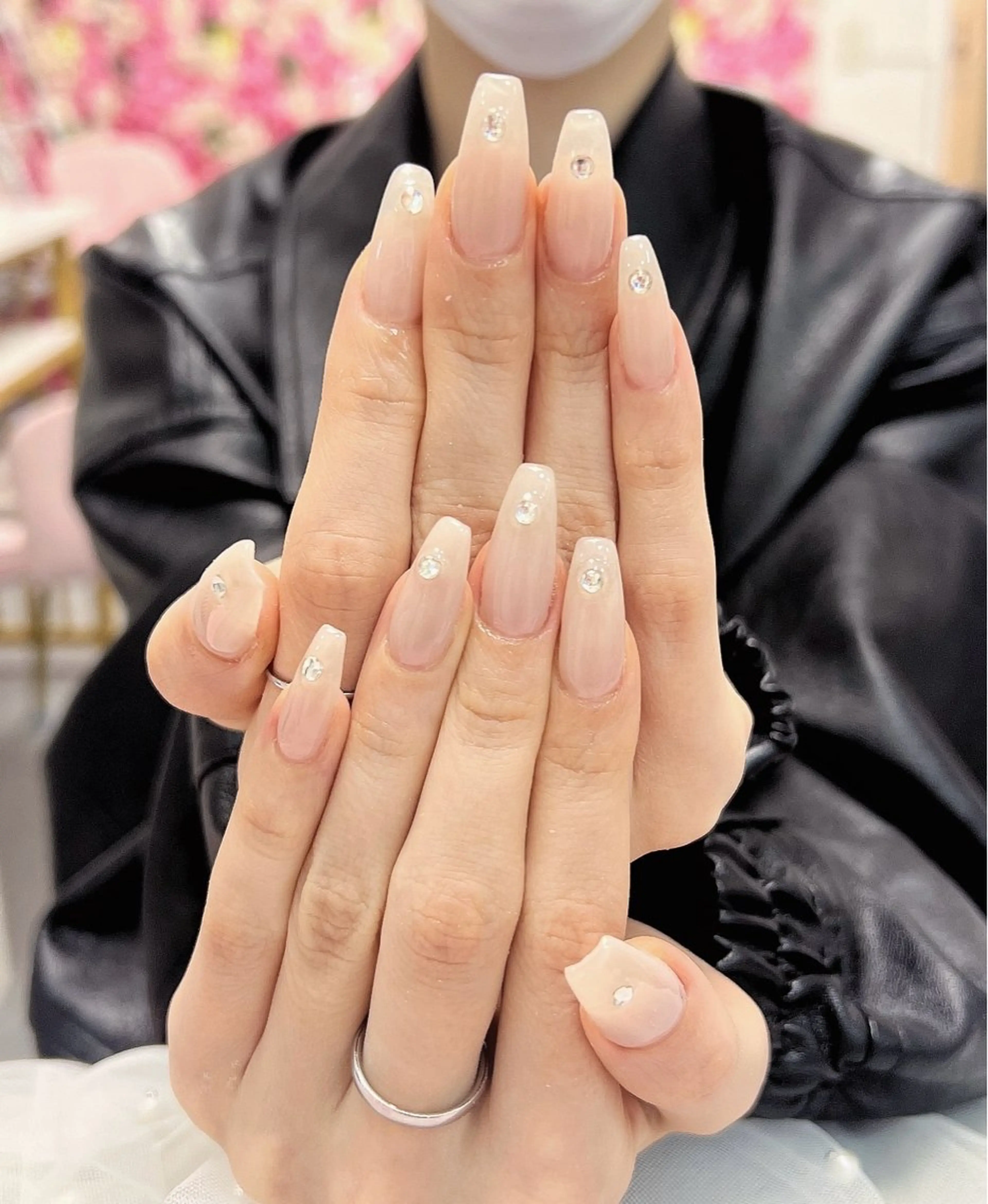 ネイル アートネイル チークネイル 成人式 長さ出し フラッシュネイル YK Rinのネイルデザイン