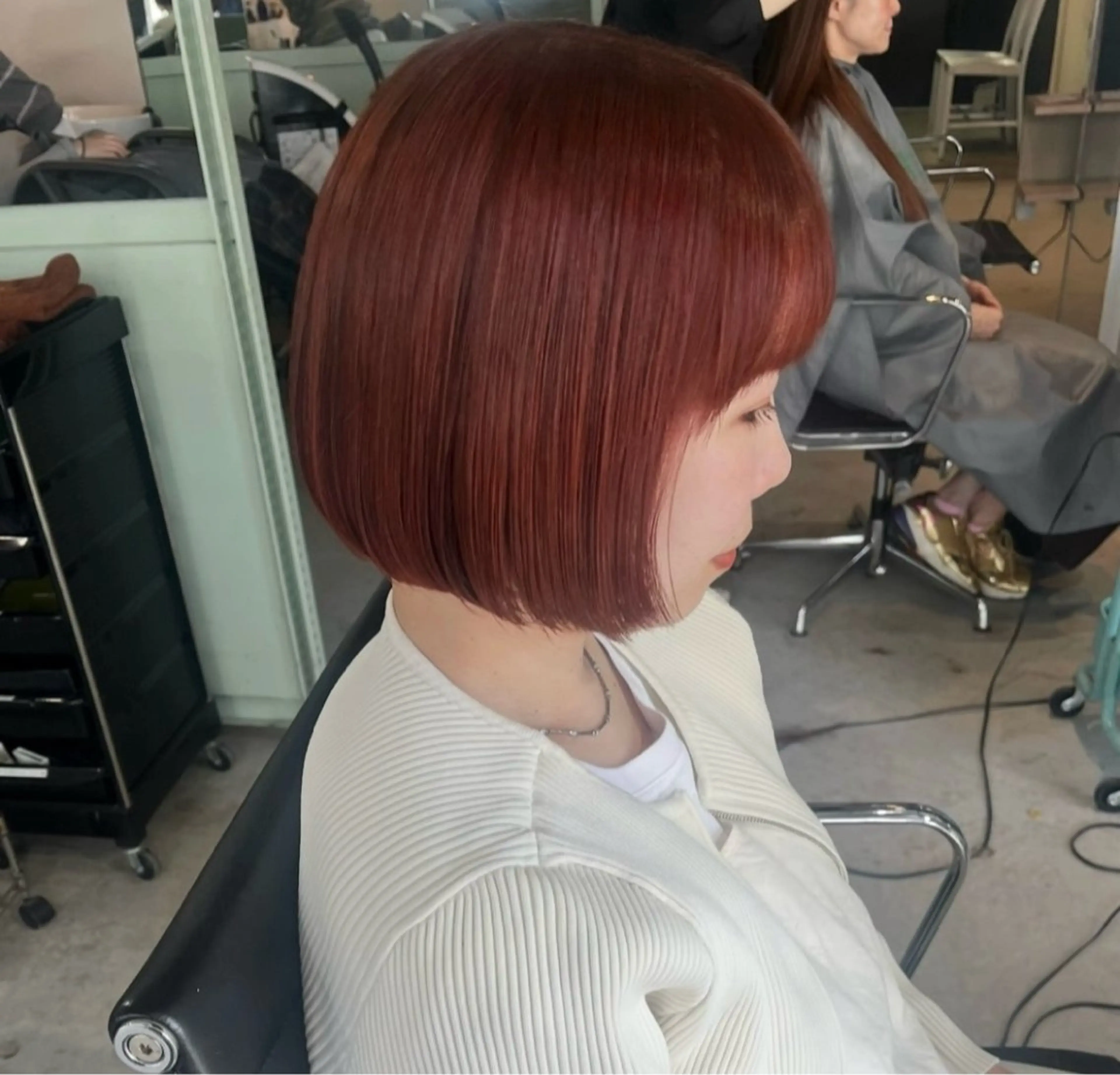ミディアム カラー ブリーチ オレンジ ピンクカラー カット ヘアカラー トリートメント 暖色/まろベージュ/ シカタユウカのヘアスタイル