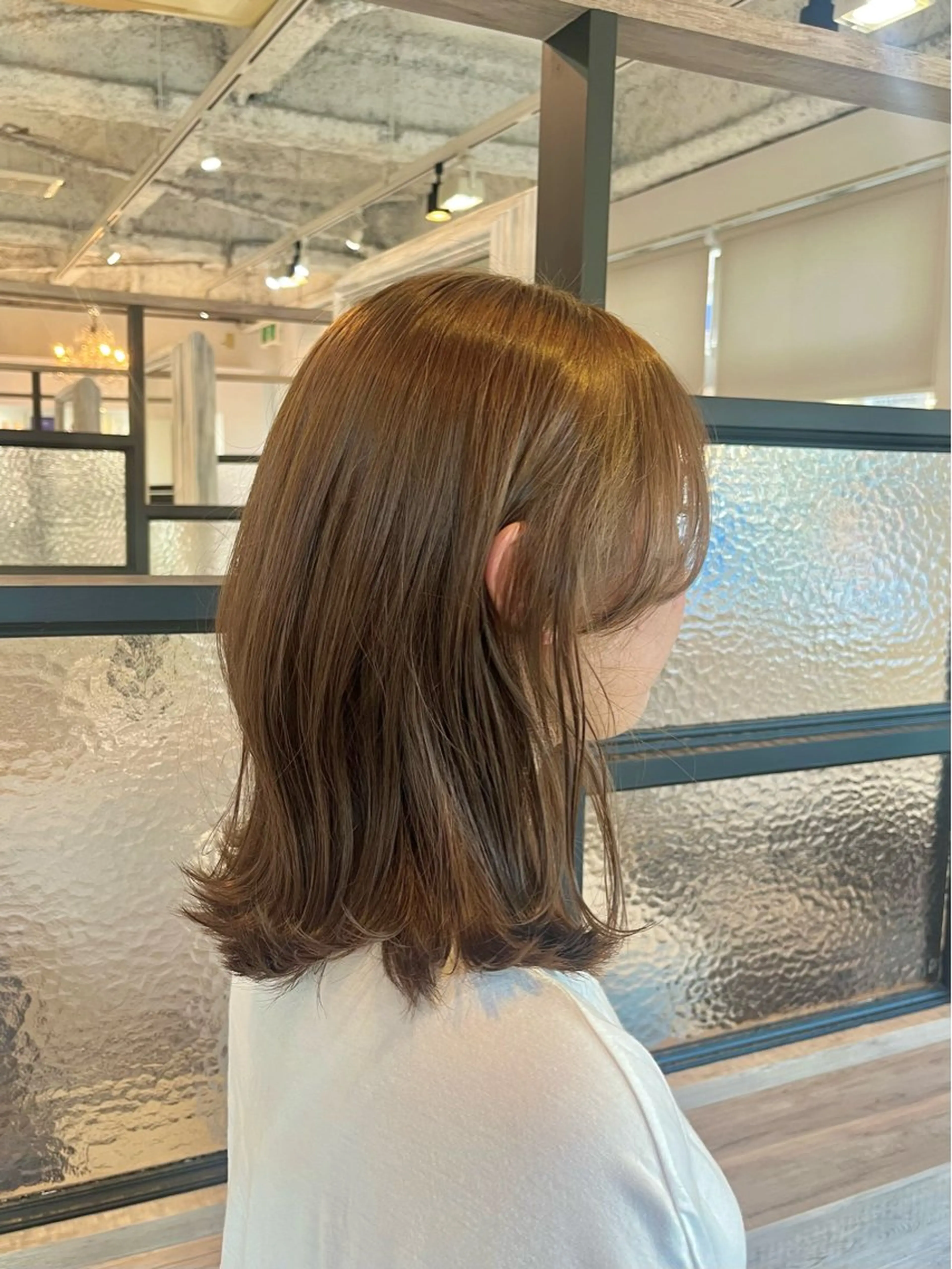ミディアム カラー ヘアカラー トリートメント インナー/オリーブ/ ハイライト/渚沙🔗のヘアスタイル