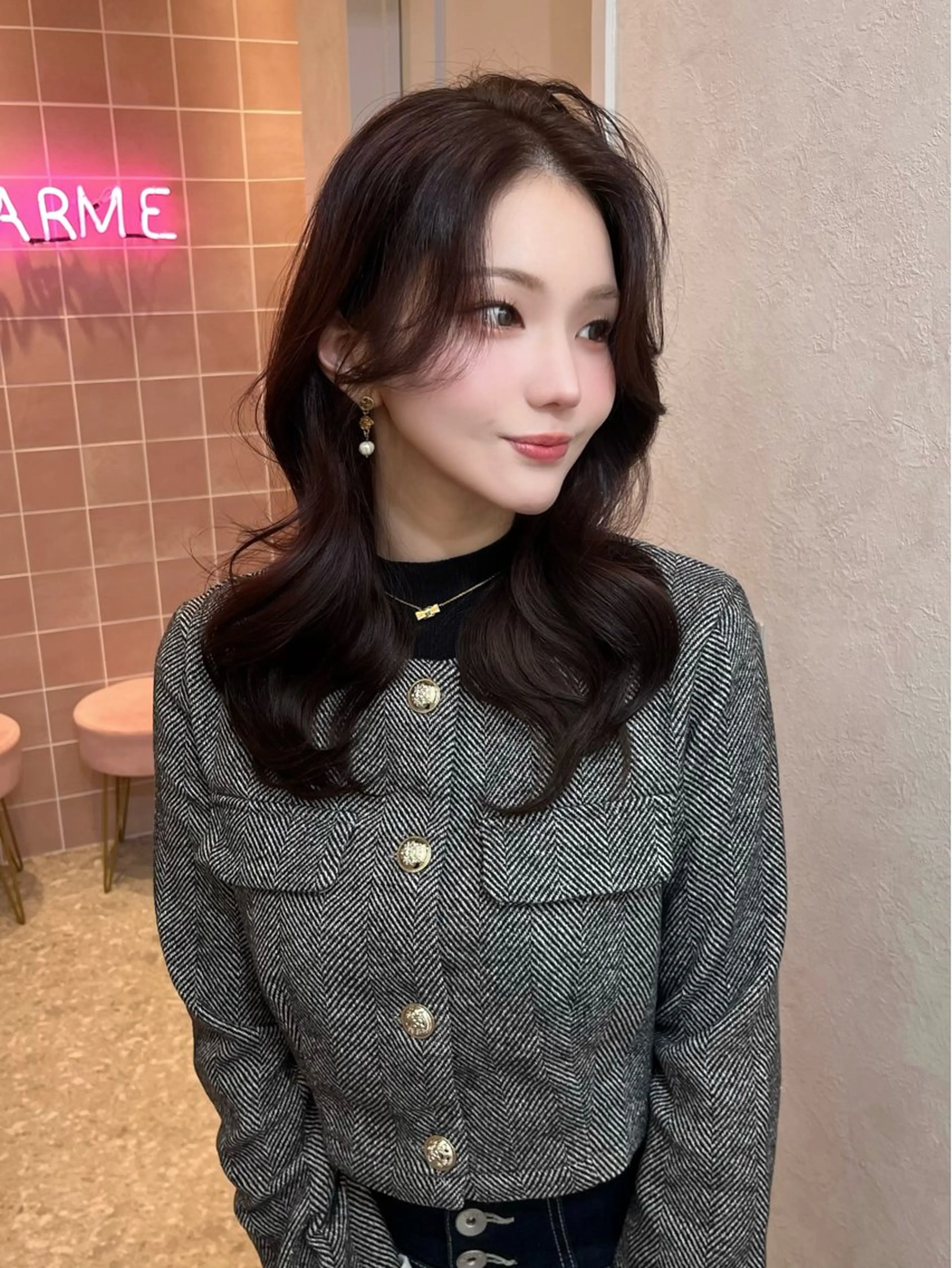 ロング カラー カット 縮毛矯正 トリートメント 韓国ハッシュカット/ 新宿/髪質改善/岡崎のヘアスタイル