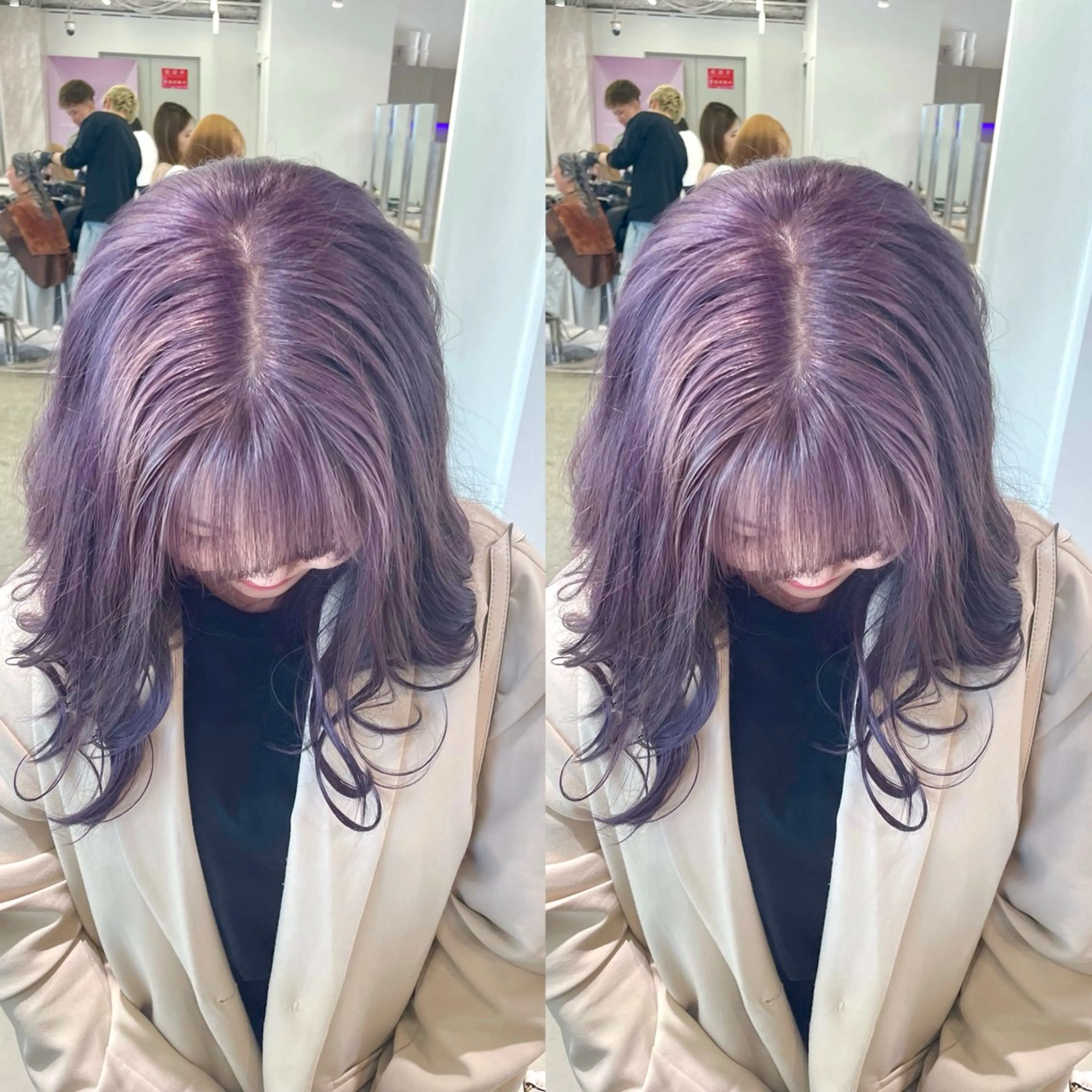 ミディアム カラー ヘアアレンジ ラベンダーカラー カット ヘアカラー トリートメント 🎗秋山勇 /三宮指名No.1のヘアスタイル