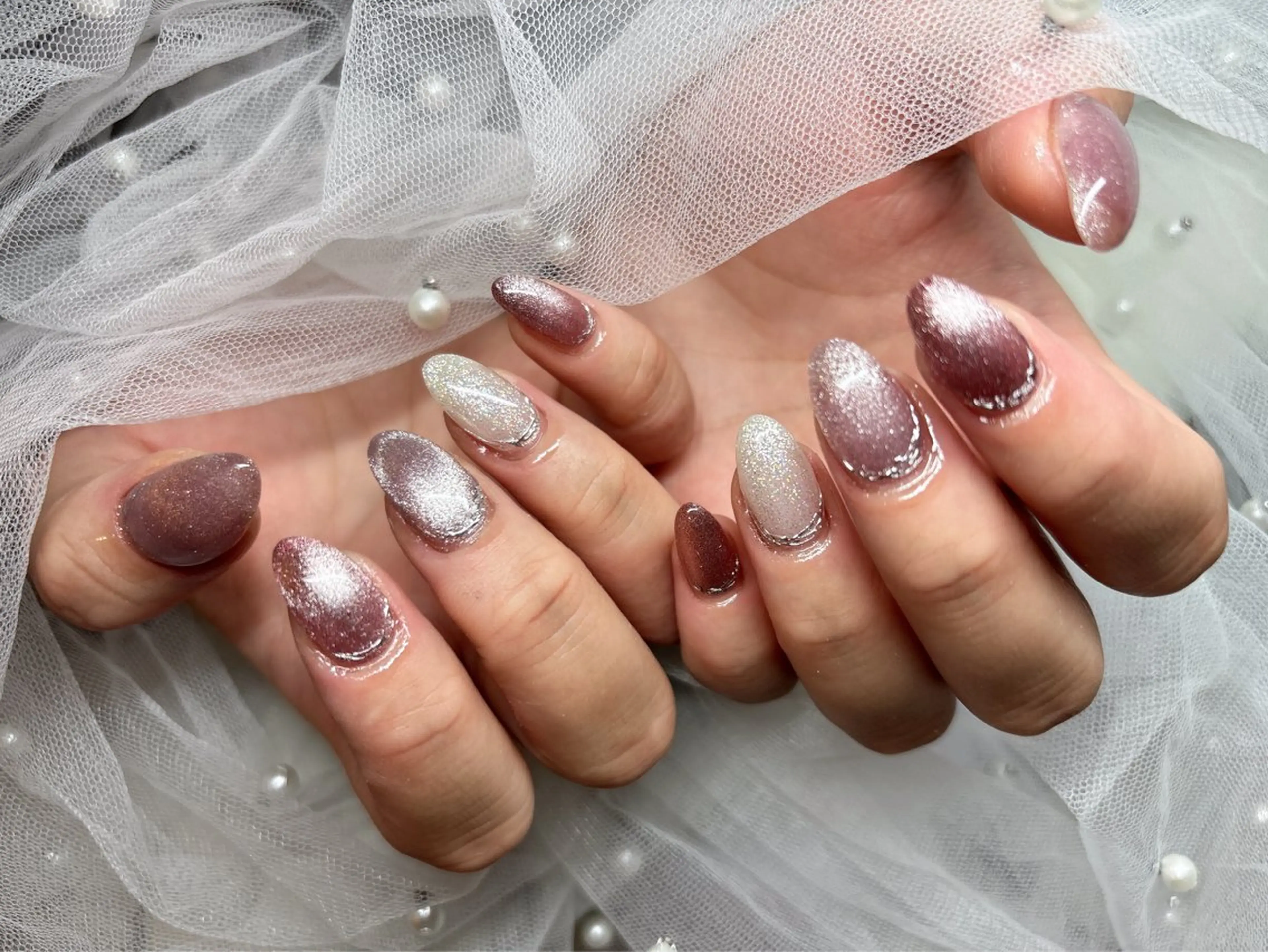 ネイル アートネイル ジェルネイル ロングネイル マグネットネイル スカルプネイル happiness nailのネイルデザイン