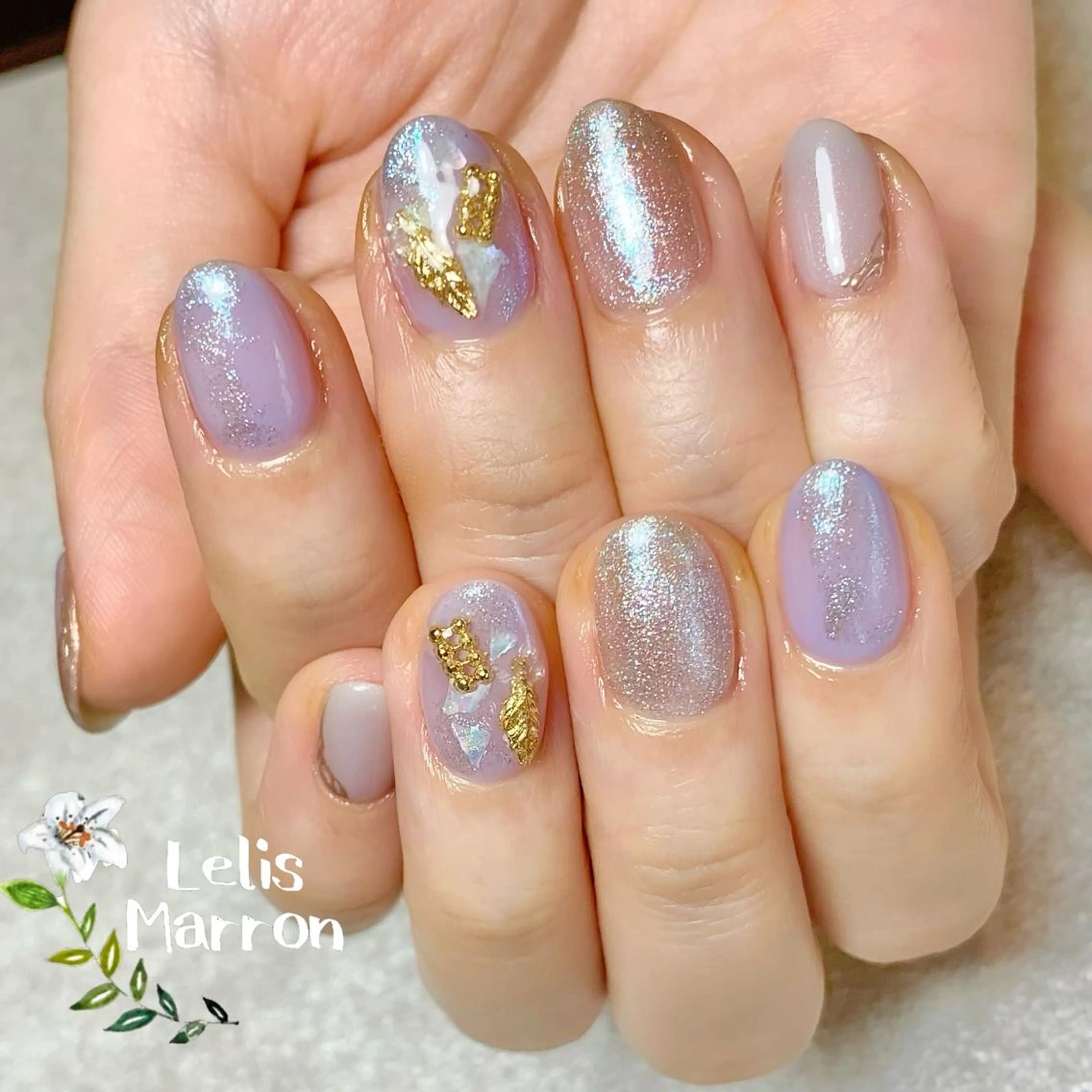 ネイル アートネイル ラメ(グリッター) ミラーネイル ニュアンスネイル Lelis Marron所属・岸 侑李のネイルデザイン