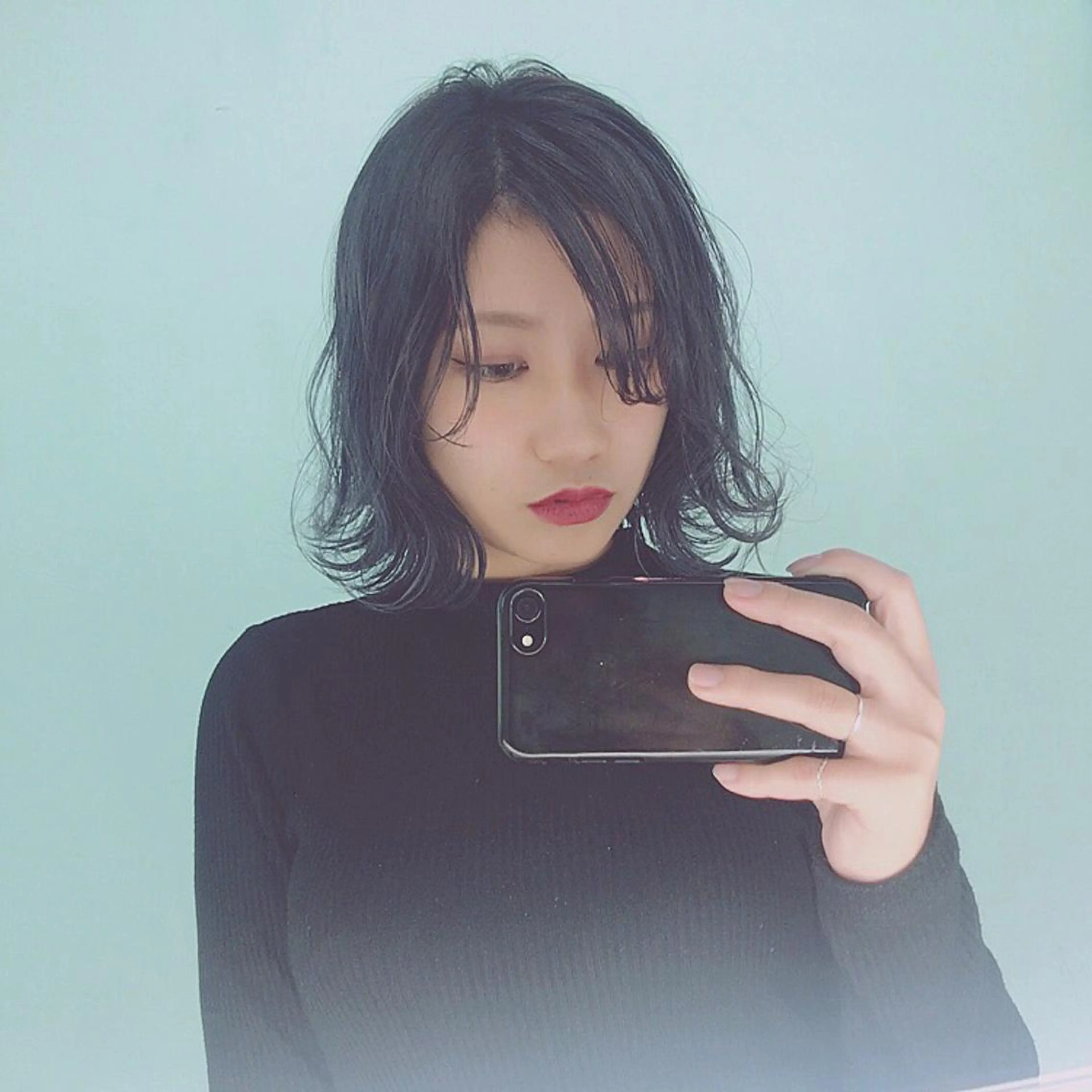 ショート カラー ブルーカラー パープルカラー AMI ウルフパーマ/メンズのヘアスタイル